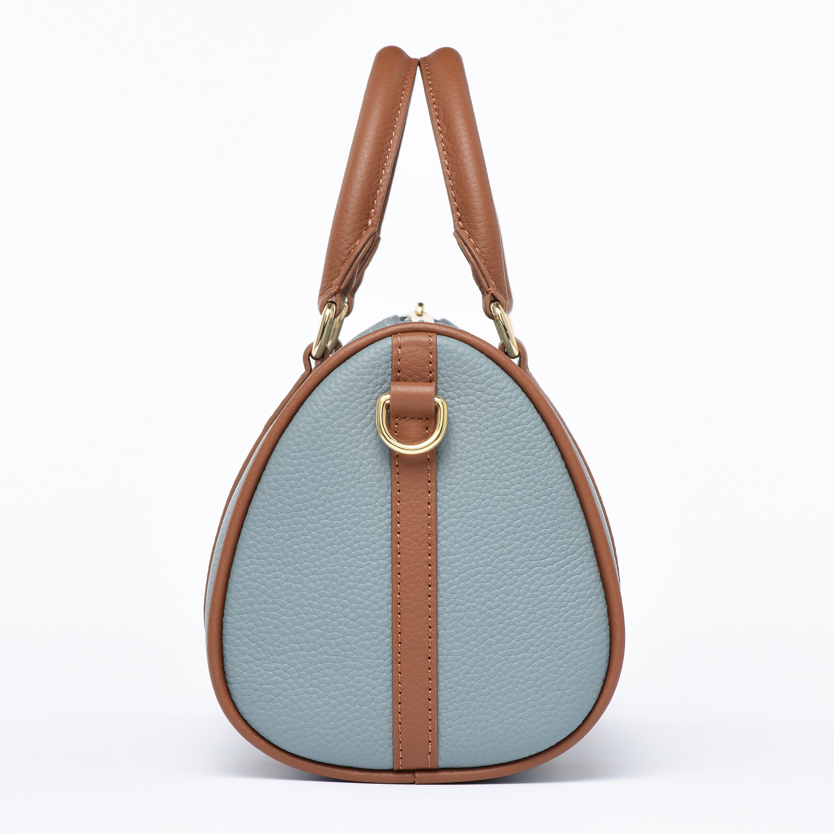 Pre order - Blue / Brown Grained leather  - Mini Boston bag