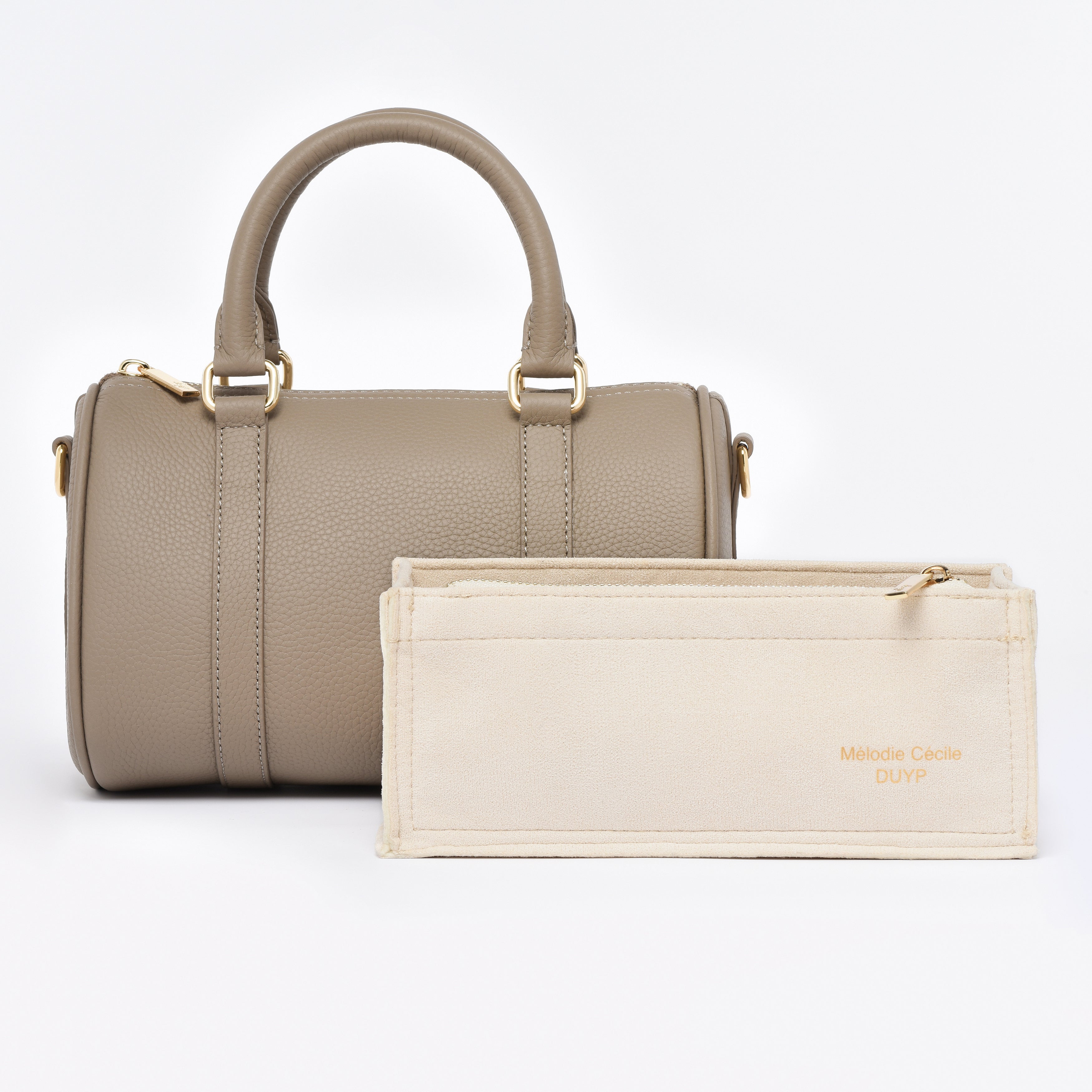 Taupe Grained leather  - Mini Boston bag