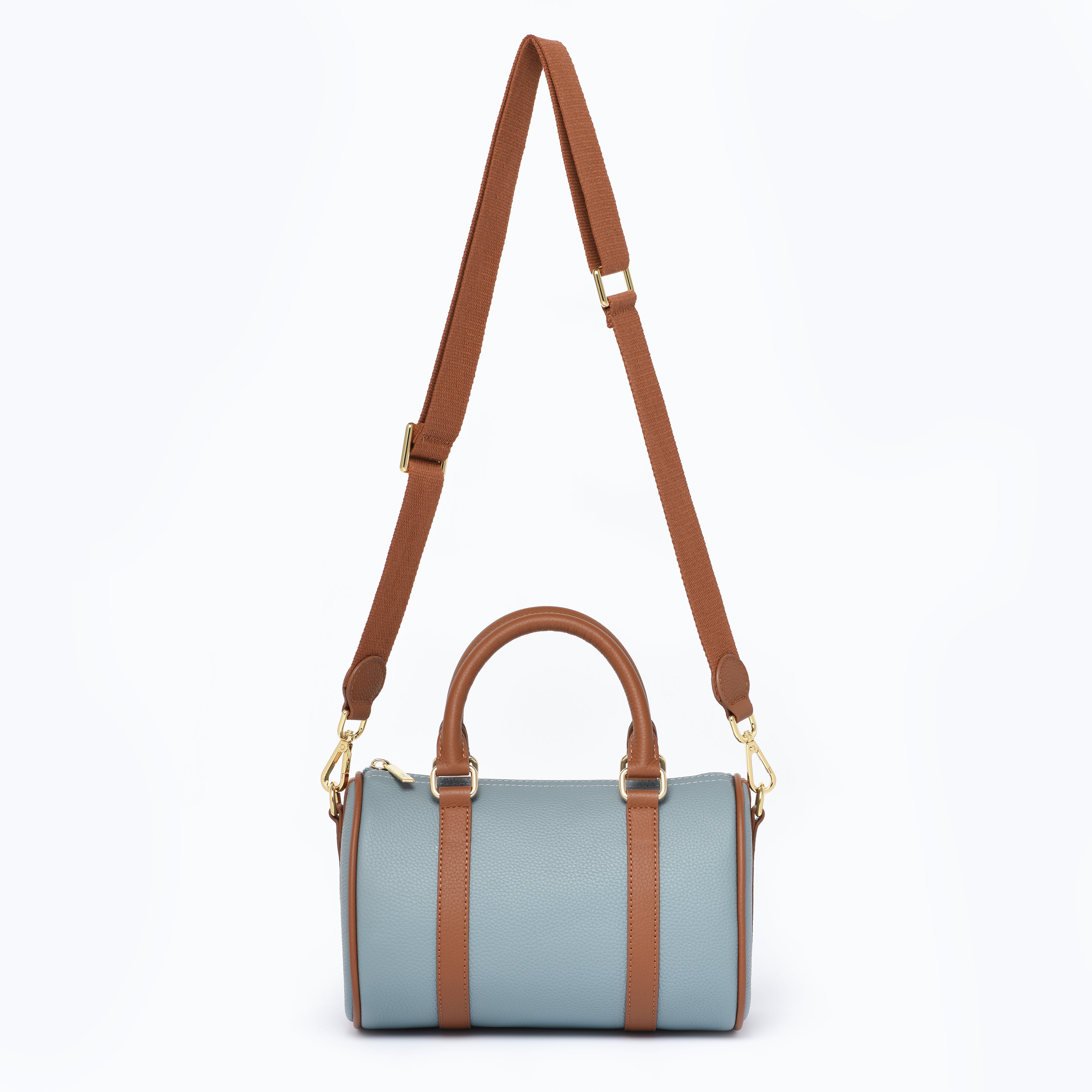 Pre order - Blue / Brown Grained leather  - Mini Boston bag