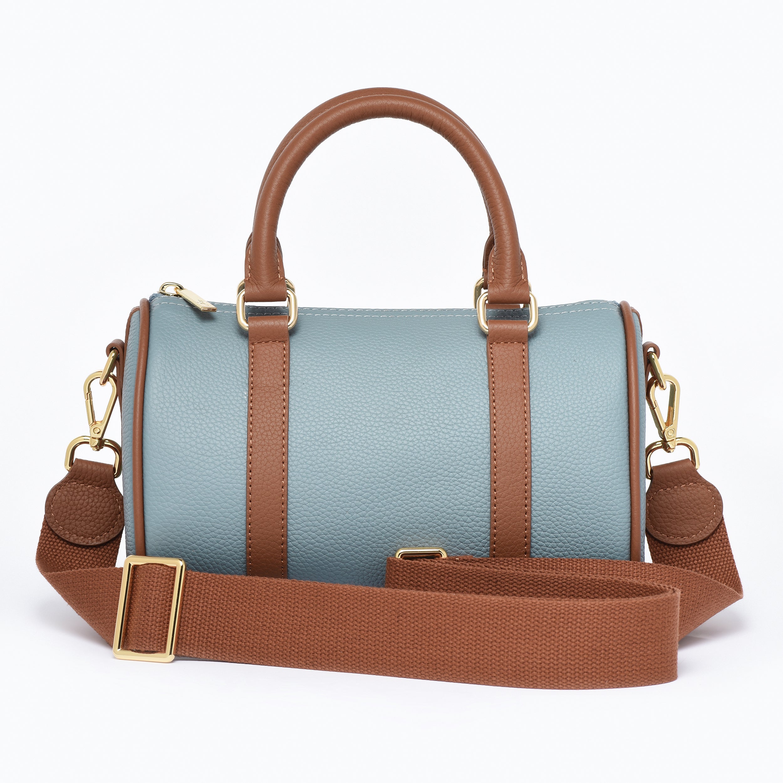 Pre order - Blue / Brown Grained leather  - Mini Boston bag