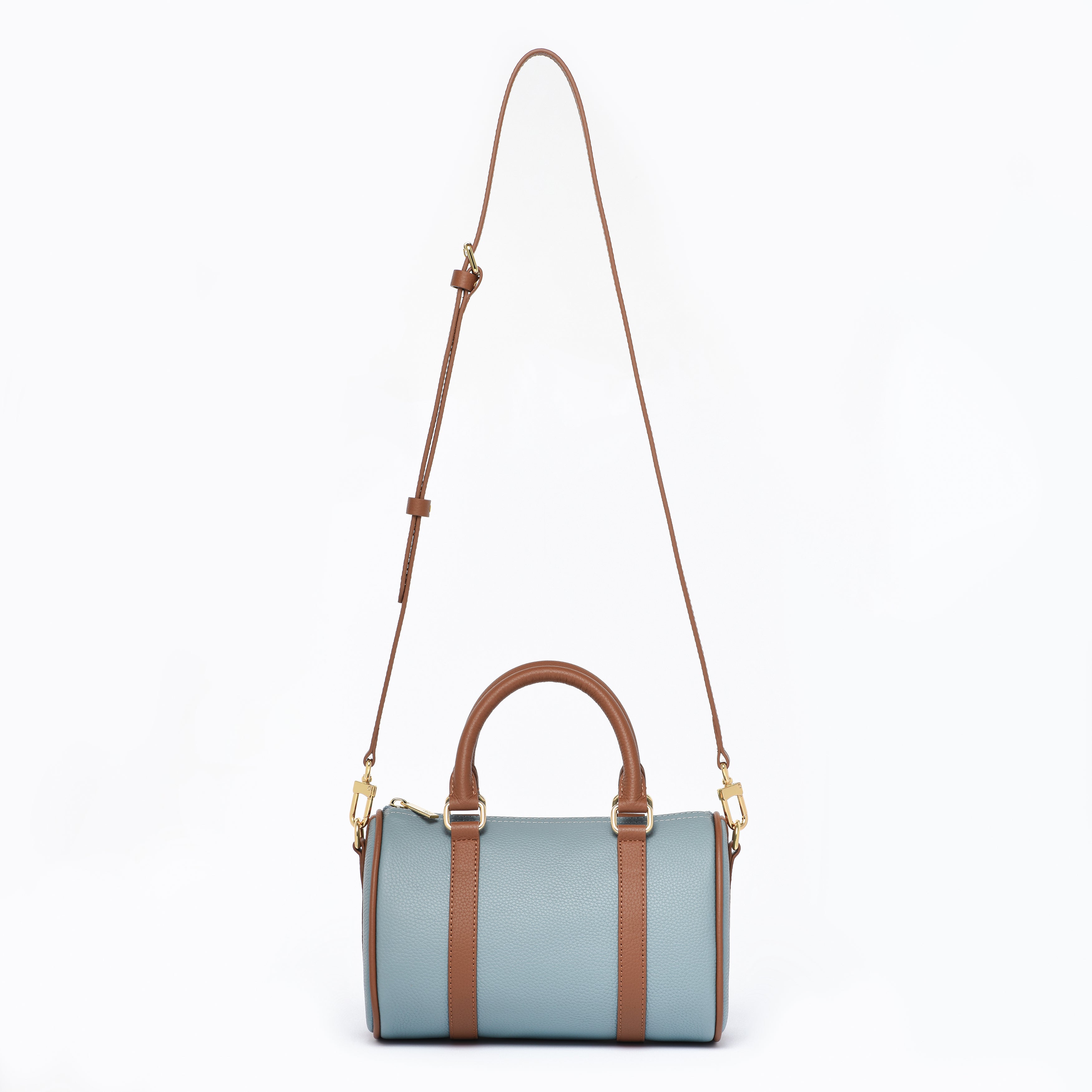 Pre order - Blue / Brown Grained leather  - Mini Boston bag