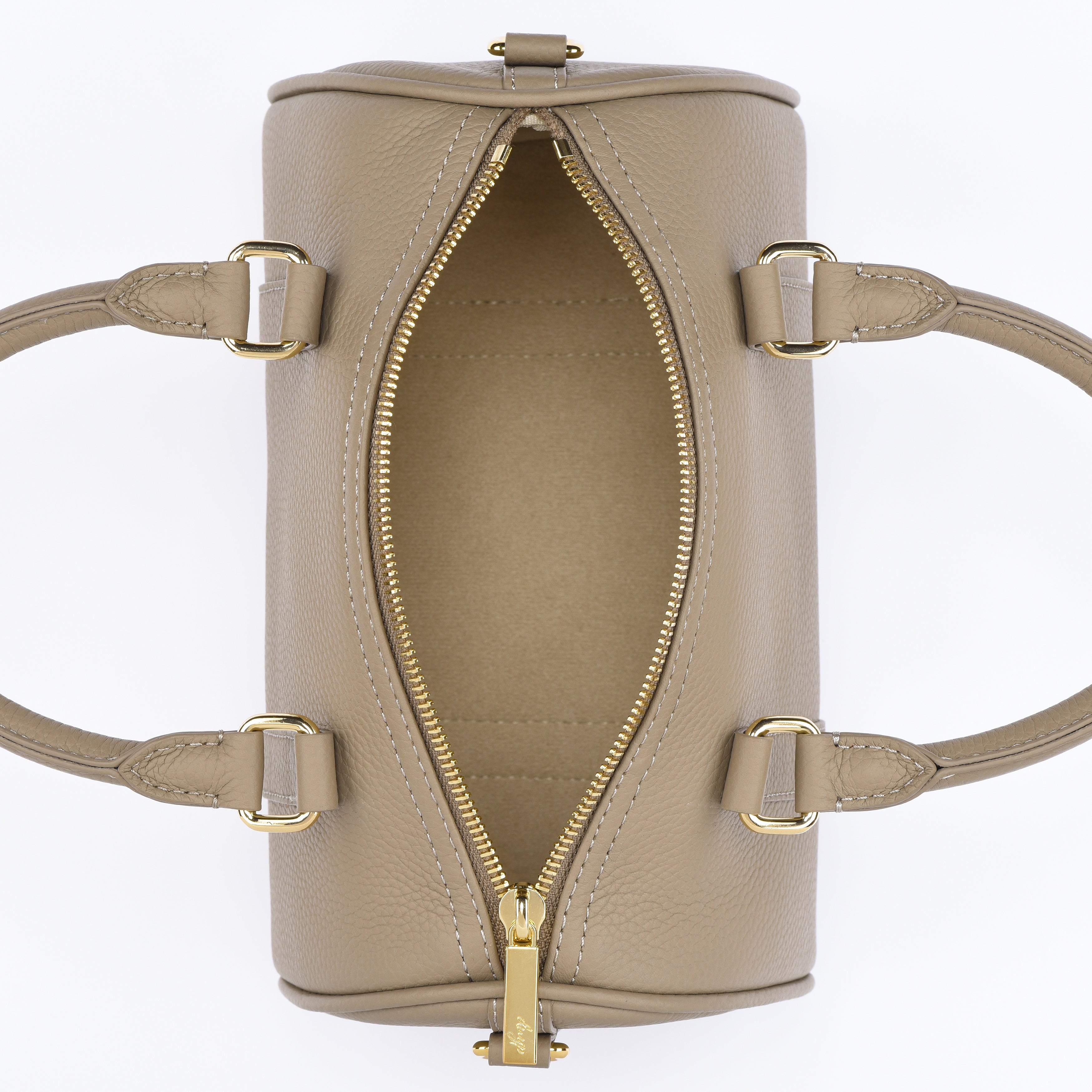 Taupe Grained leather  - Mini Boston bag