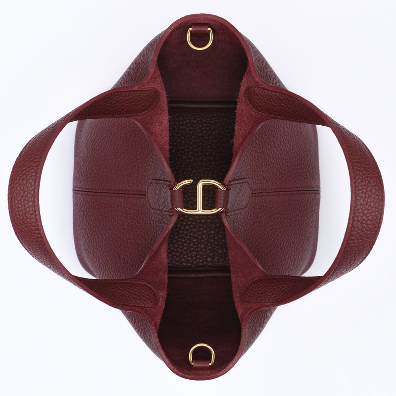 PRE ORDER  - Josette - Versatile Bucket Bag - Grained Cowhide - BURGUNDY