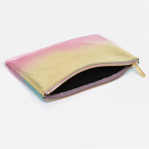 Dream Collection - The "M" Case - Rainbow Leather Zipped Pouch