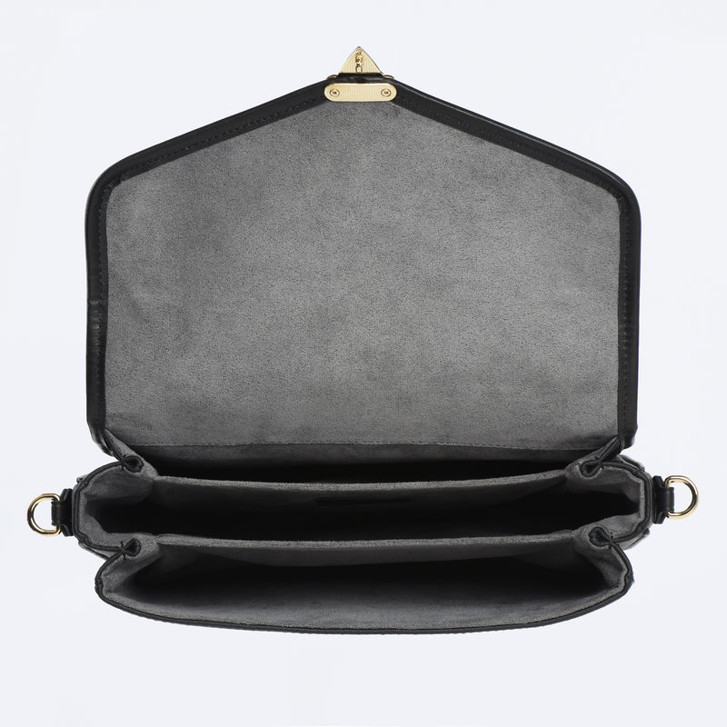 PRE ORDER Black Togo and Vachetta Leather - "Paris15" Satchel Crossbody bag