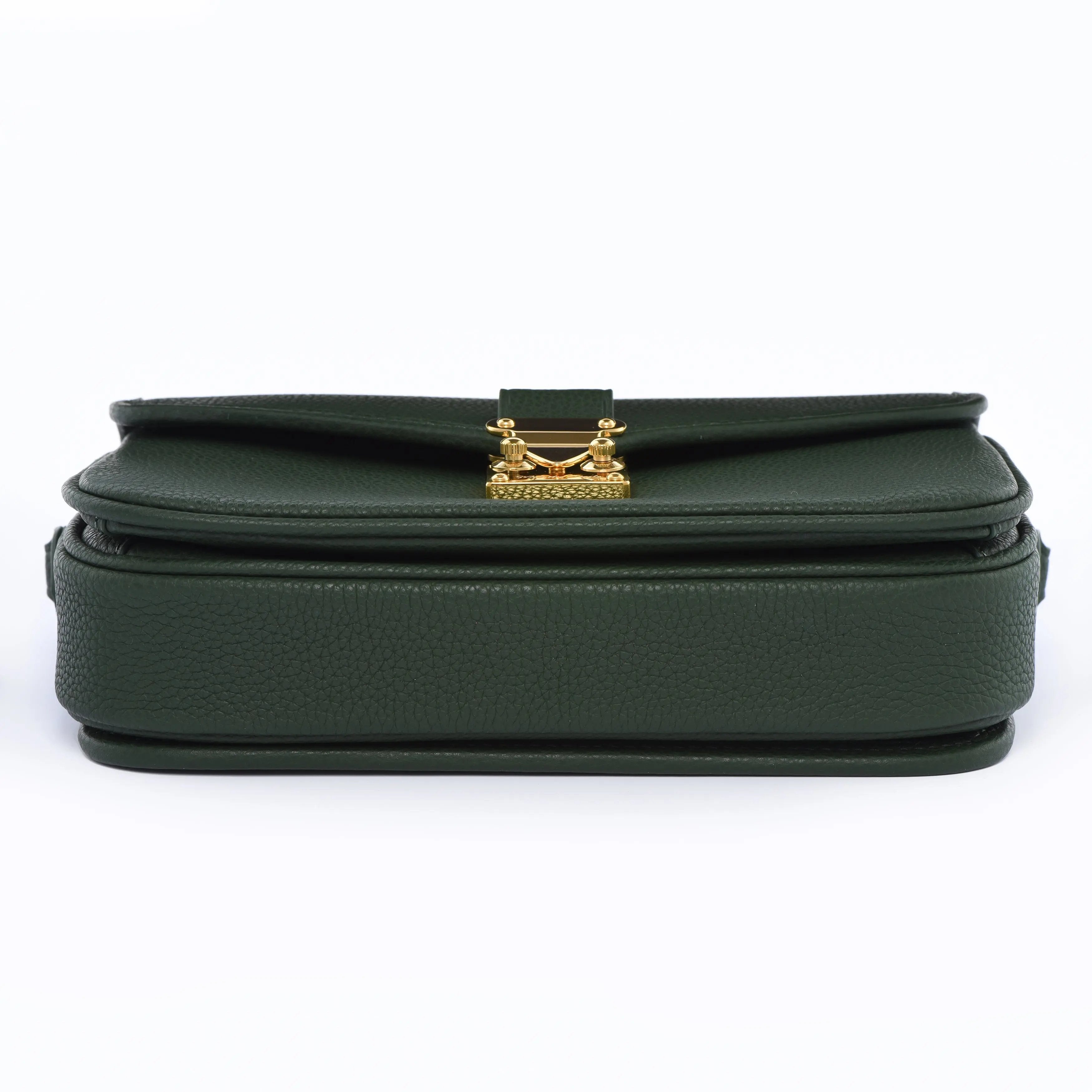 Pre Order - Petit PARIS 15 - Togo Leather Satchel bag - Forest Green dressupyourpurse
