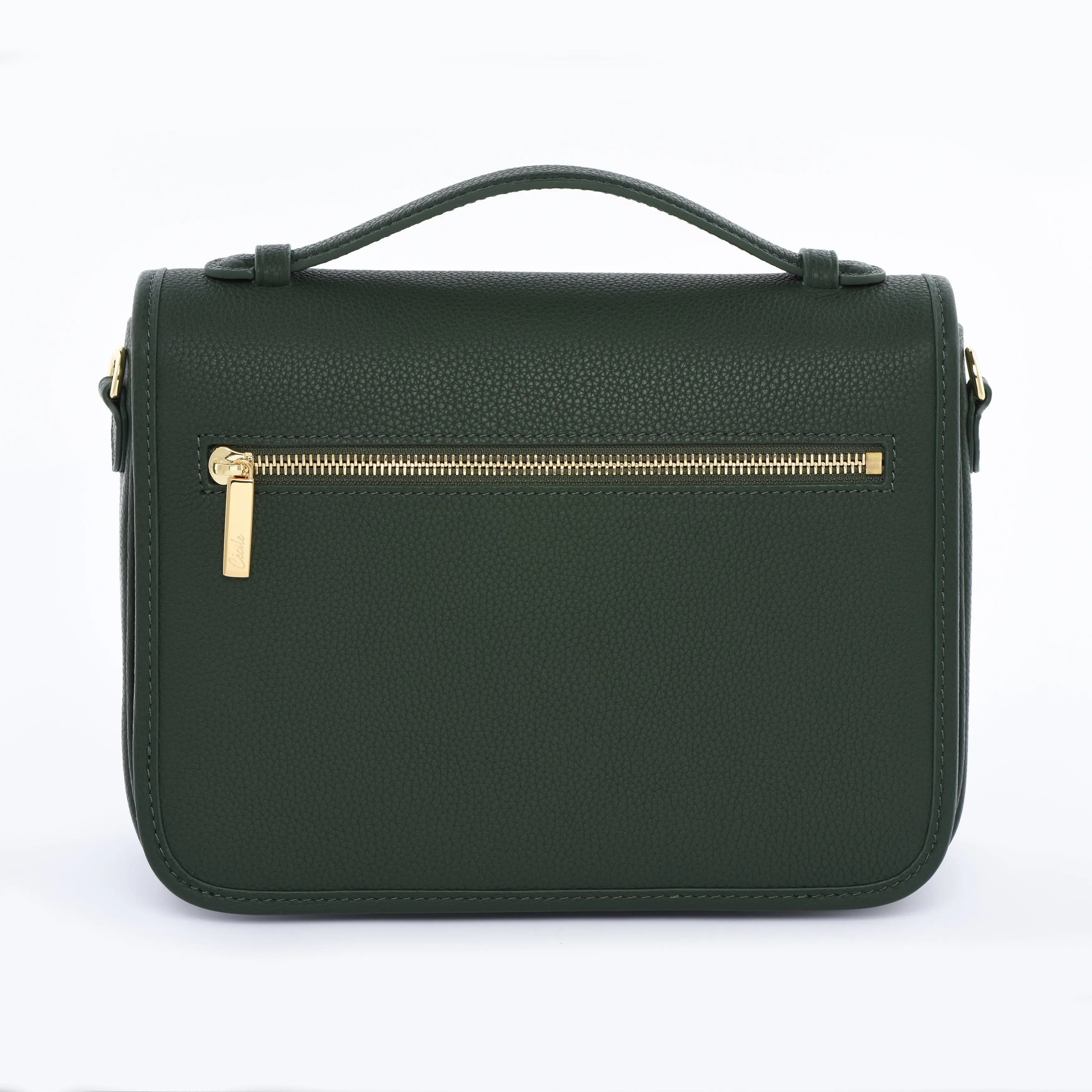 Pre Order - PARIS 15 - Togo Leather Satchel bag - Forest Green dressupyourpurse