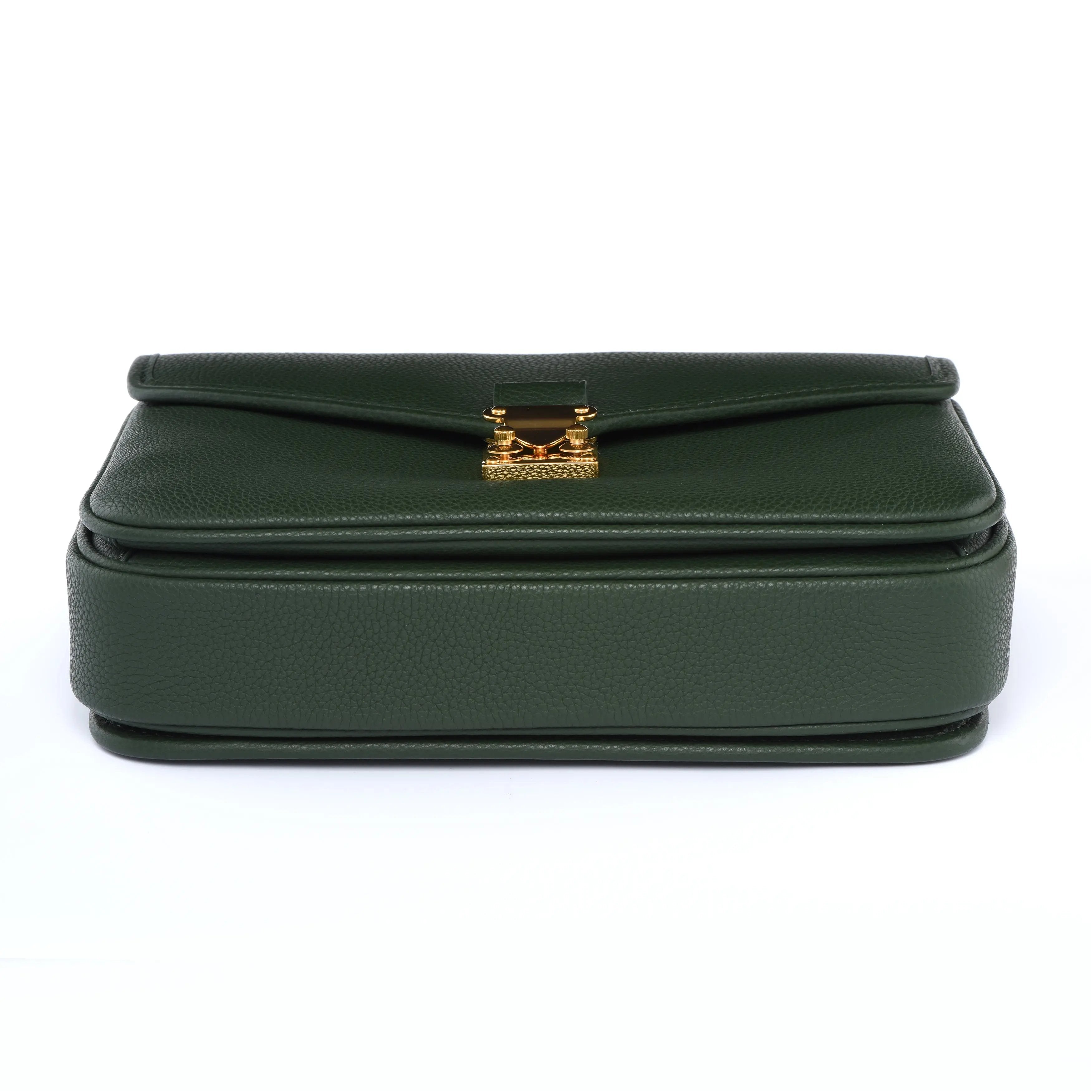 Pre Order - PARIS 15 - Togo Leather Satchel bag - Forest Green dressupyourpurse