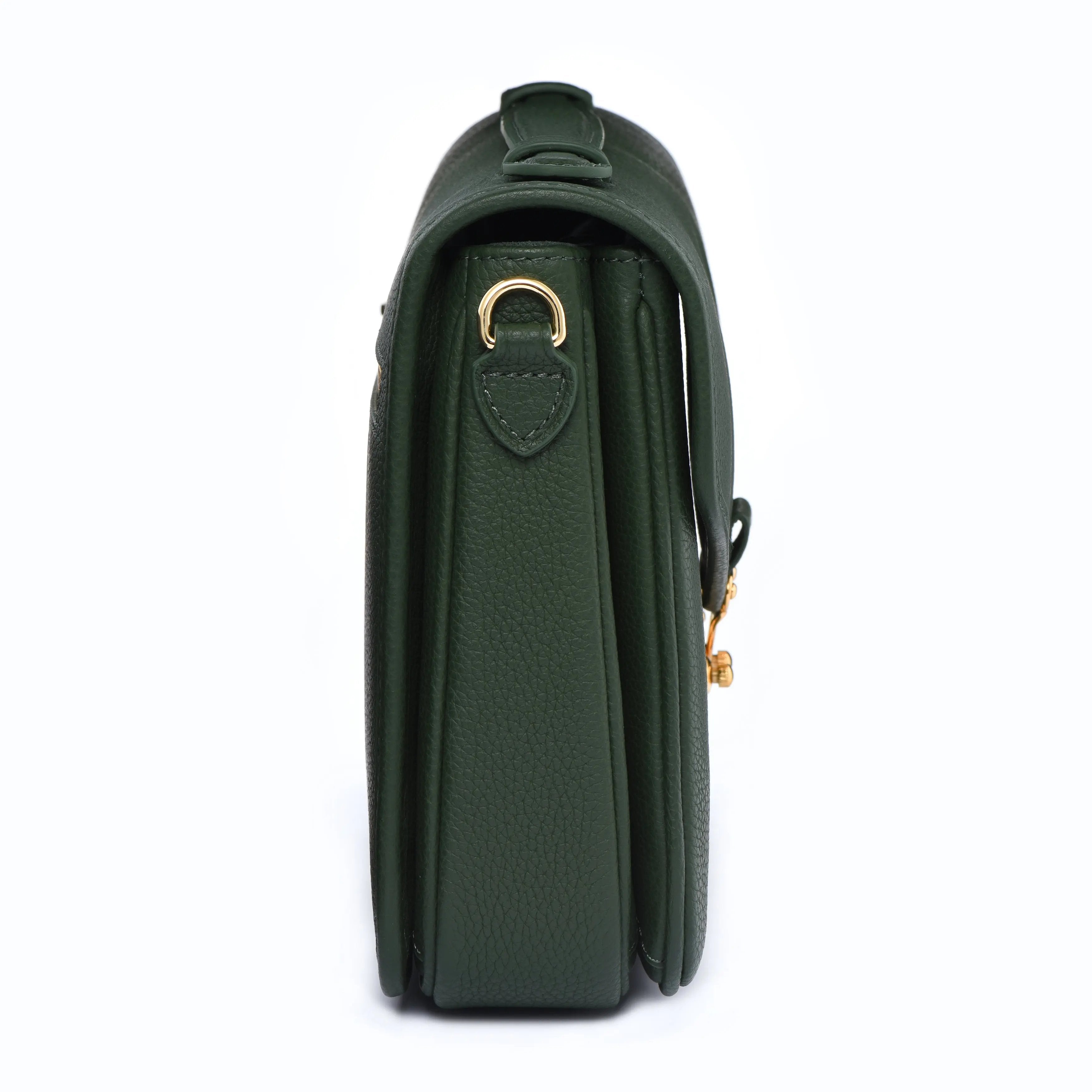 Pre Order - PARIS 15 - Togo Leather Satchel bag - Forest Green dressupyourpurse