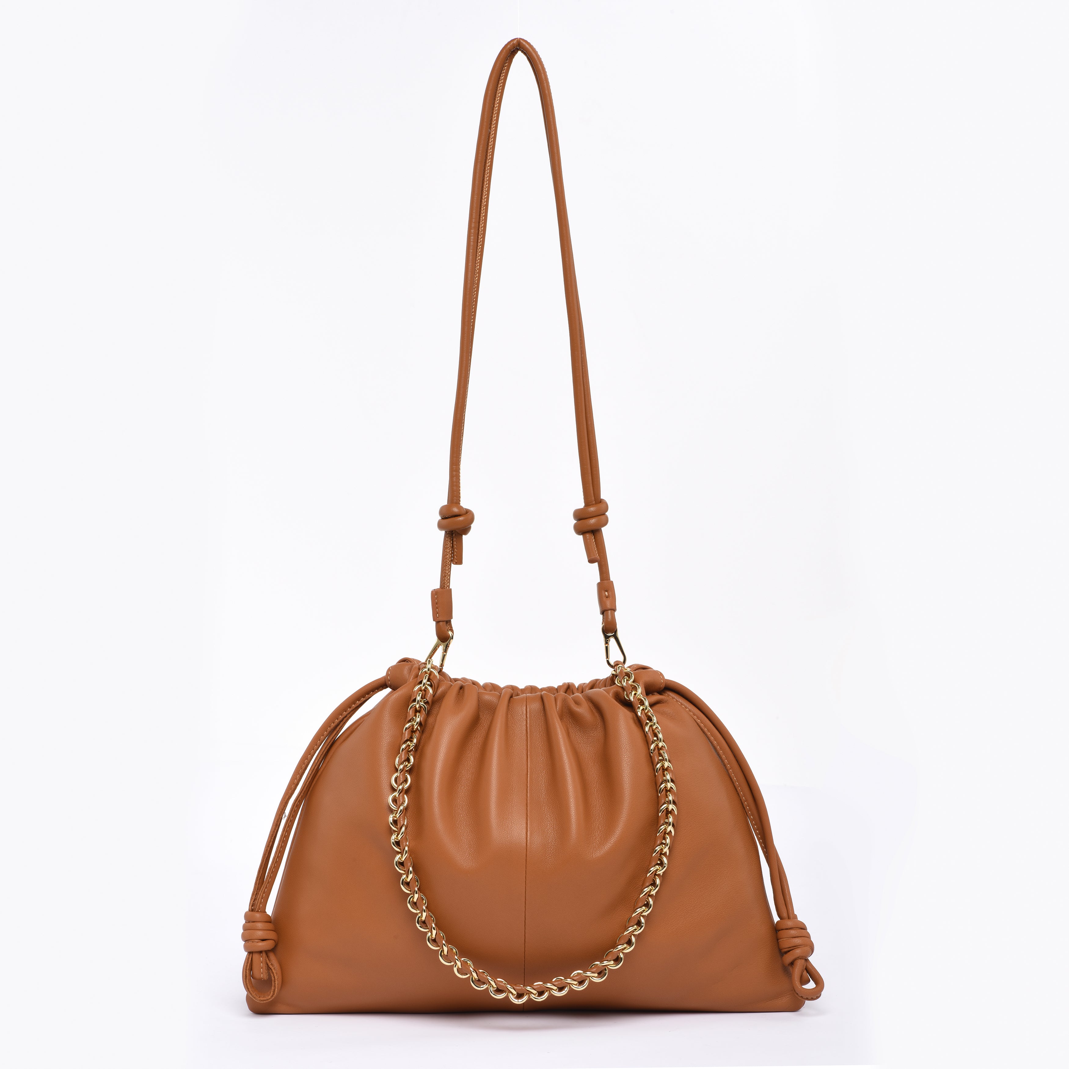 HCC X DUYP - "On The Go" – Soft Lambskin Shoulder Bag - Camel Brown