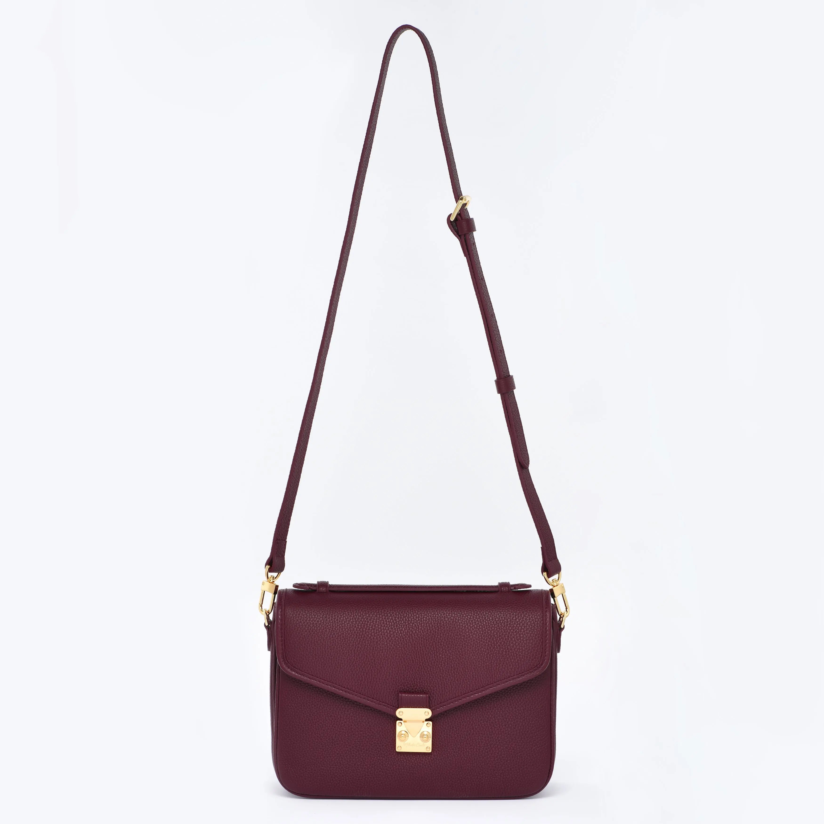 Pre Order - PARIS 15 - Togo Leather Satchel bag - Burgundy dressupyourpurse