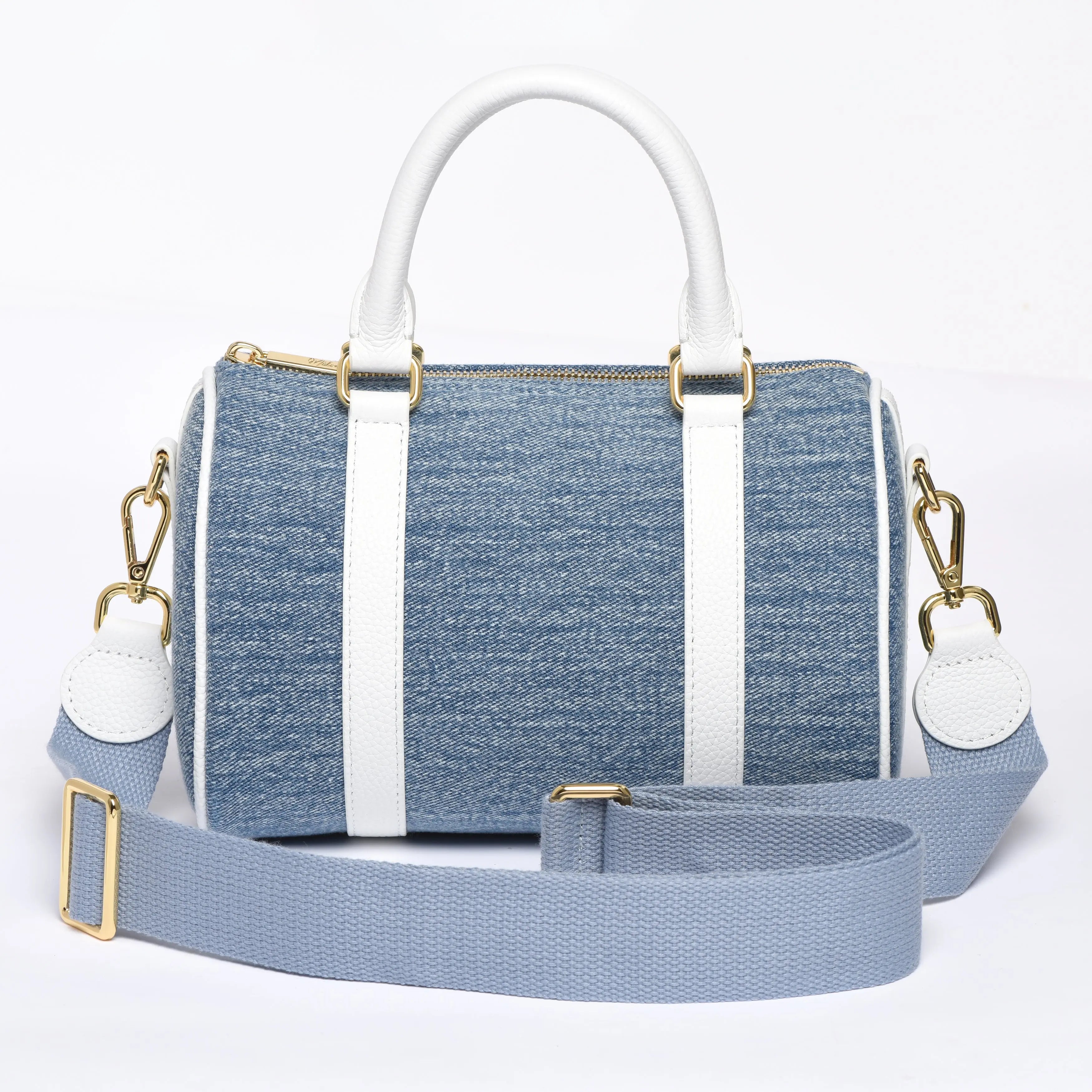 MINI BOSTON - Togo Leather Crossbody Bag - Pearl Grey -