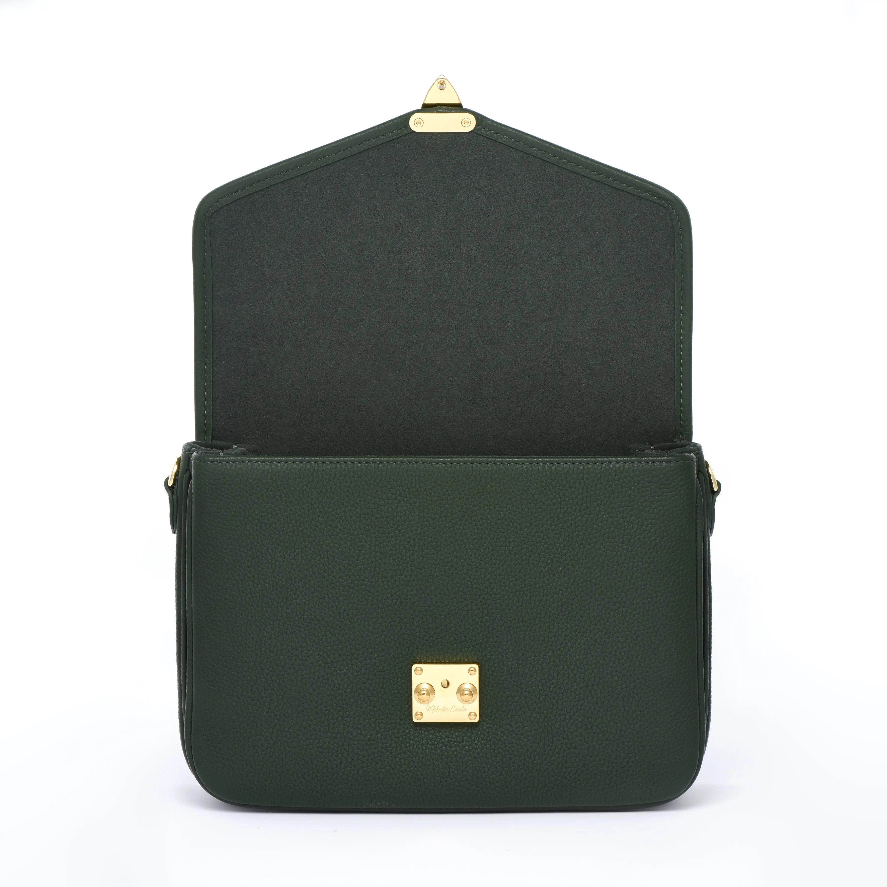 Pre Order - PARIS 15 - Togo Leather Satchel bag - Forest Green dressupyourpurse