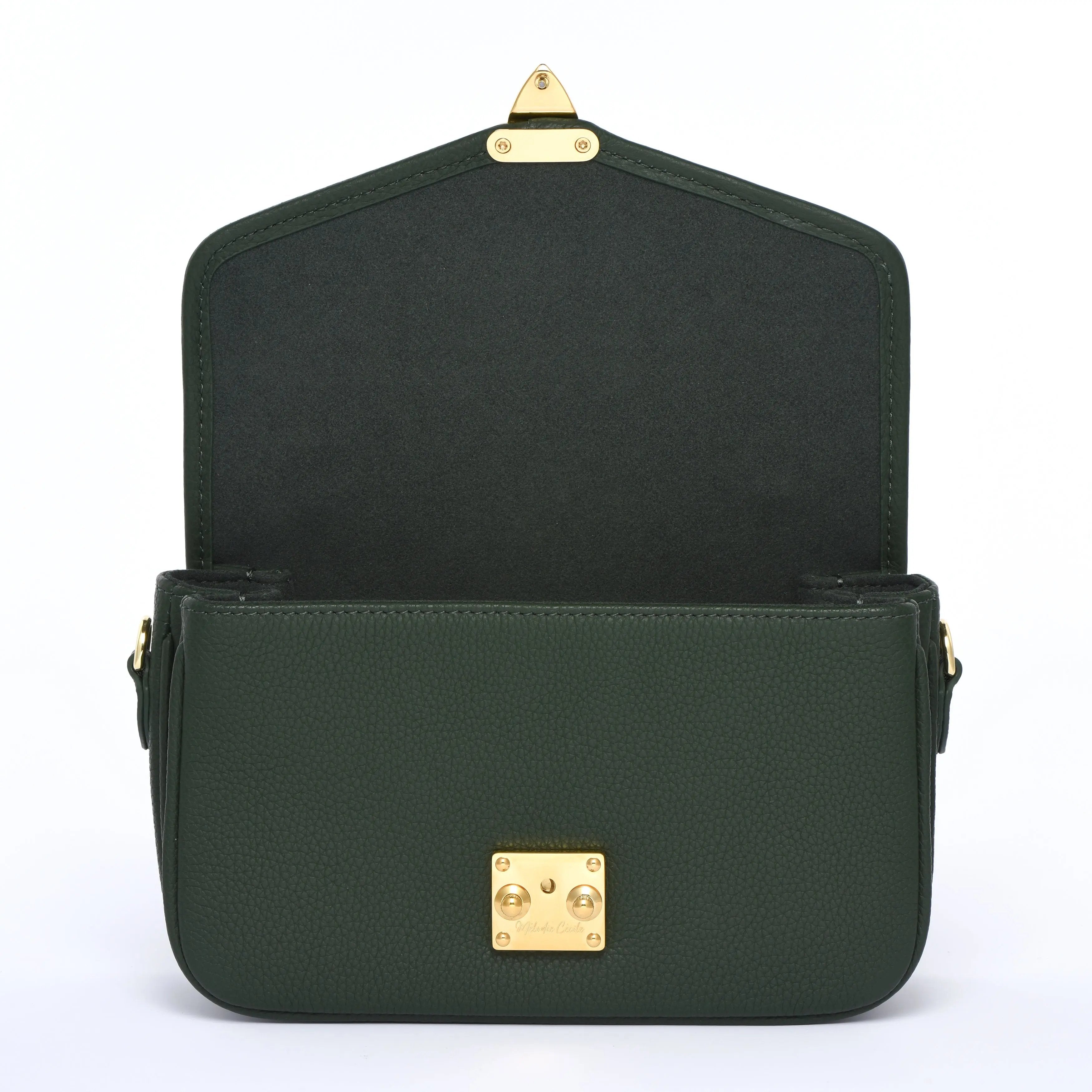 Pre Order - Petit PARIS 15 - Togo Leather Satchel bag - Forest Green dressupyourpurse