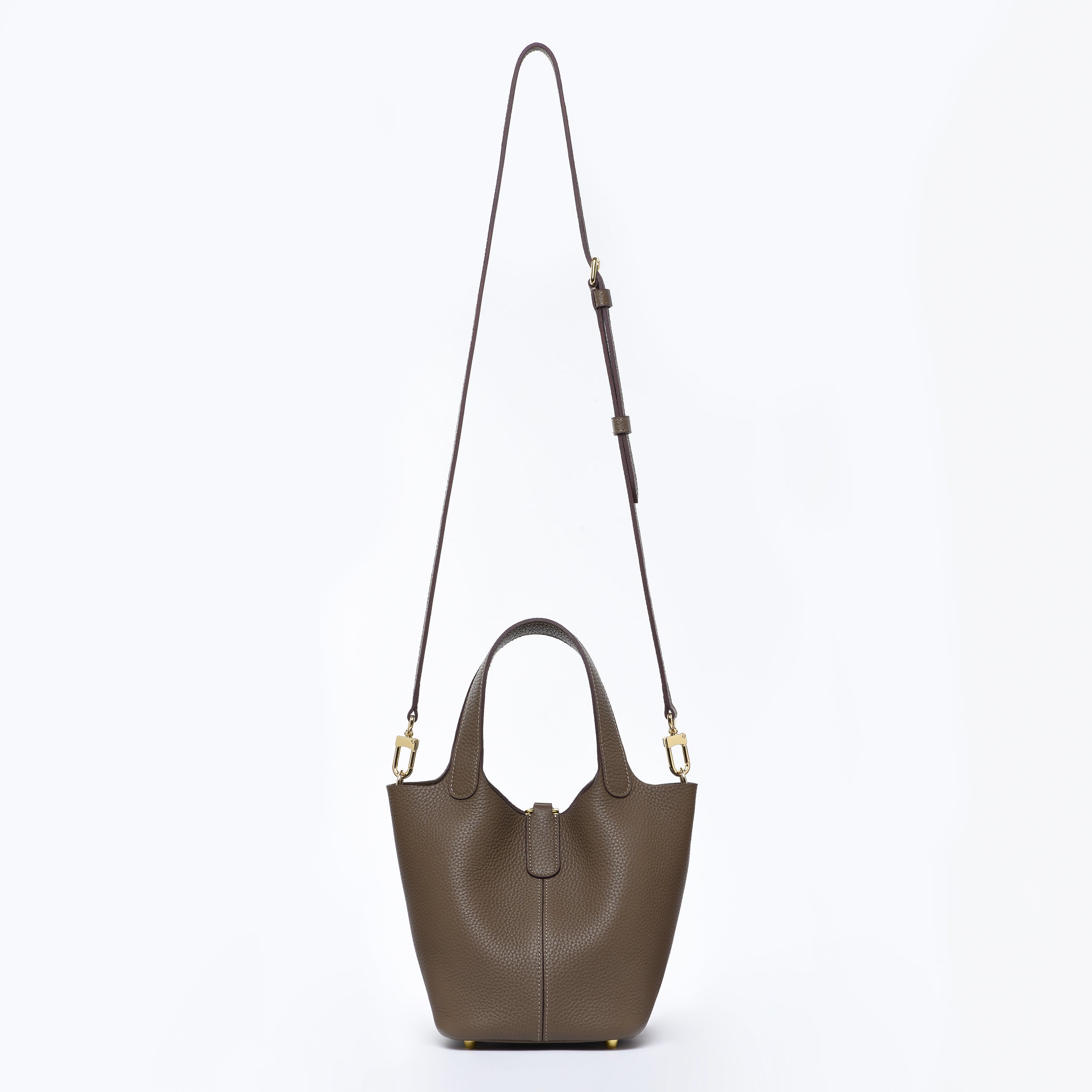 Josette - Versatile Bucket Bag - Grained Cowhide - Dark Taupe