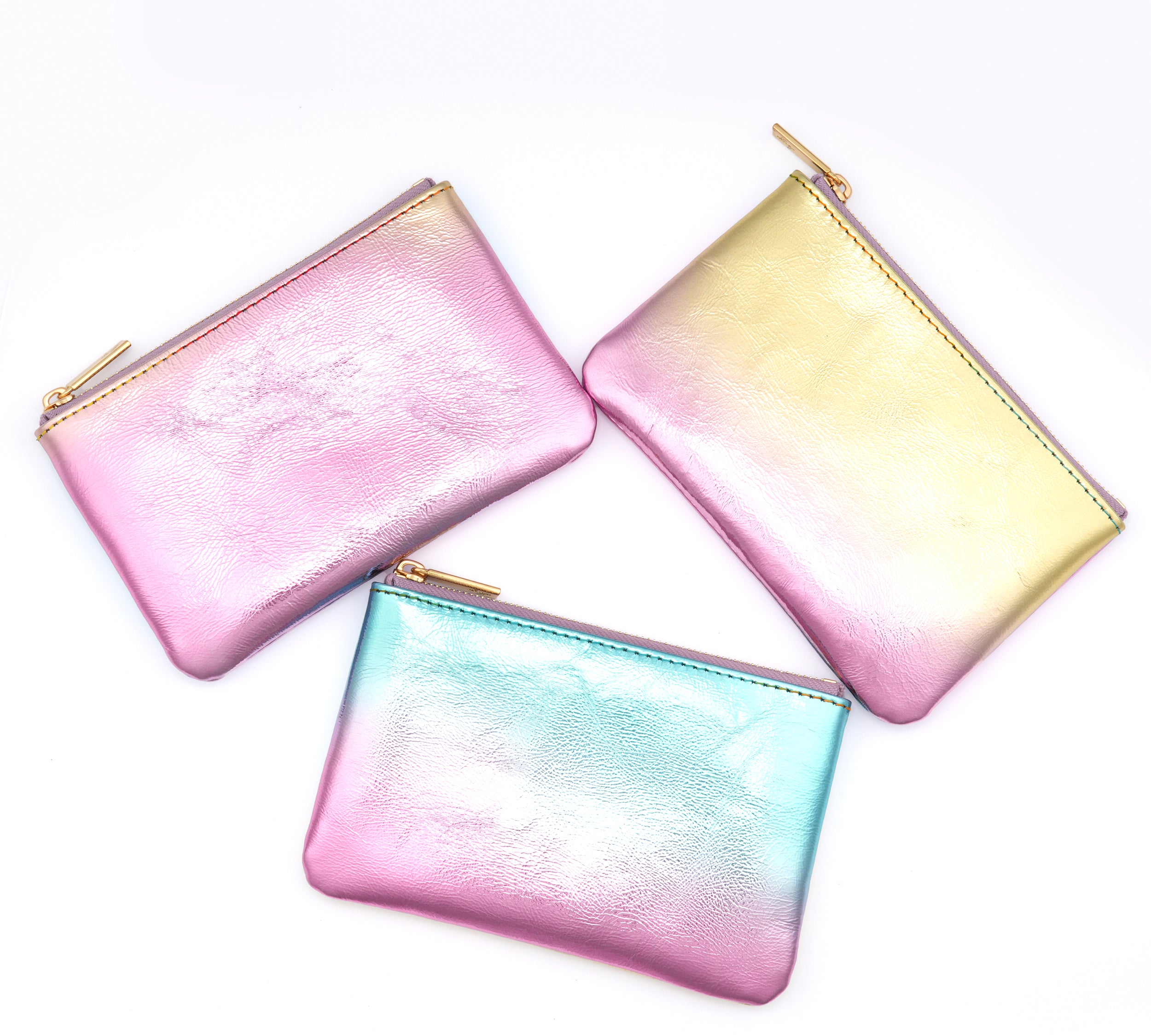 Dream Collection - The  MINI "M" Case - Rainbow Leather Zipped Pouch