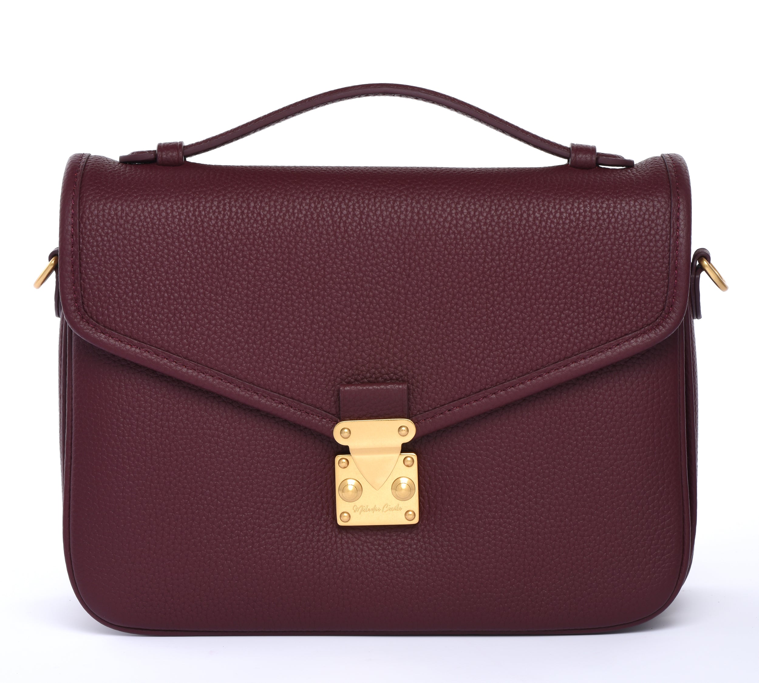 Burgundy Togo Leather Paris15 Satchel Crossbody Bag