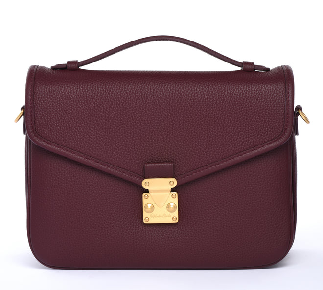 PRE ORDER "Burgundy" Togo Leather - "Paris15" Satchel Crossbody bag