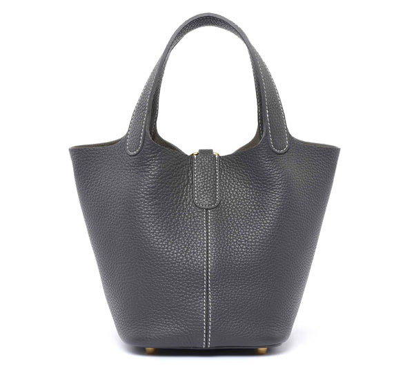 PRE ORDER  - Josette - Versatile Bucket Bag - Grained Cowhide - ELEPHANT GREY