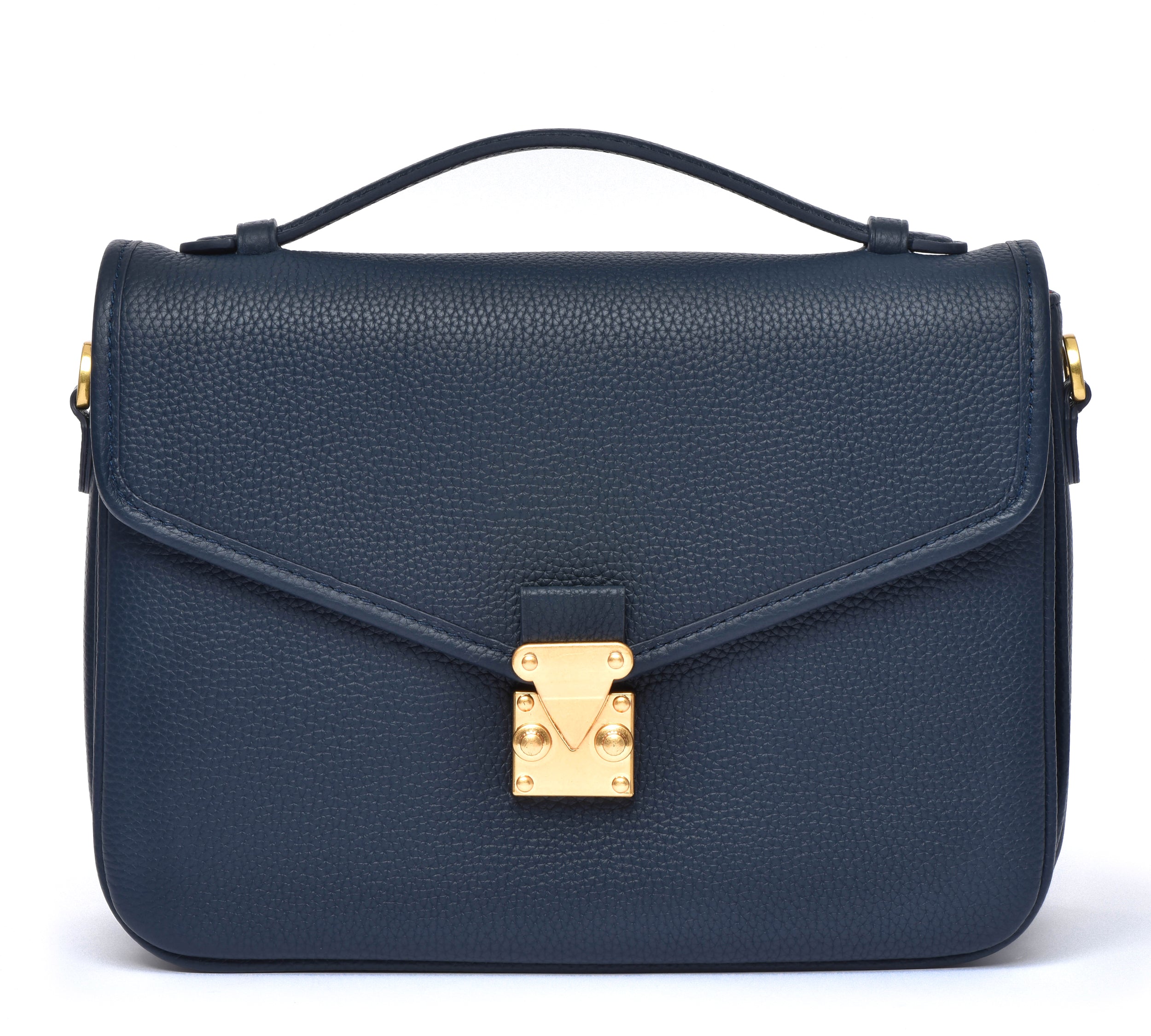 OUTLET 1st version "Navy" Togo Leather - "Paris15" Satchel Crossbody bag