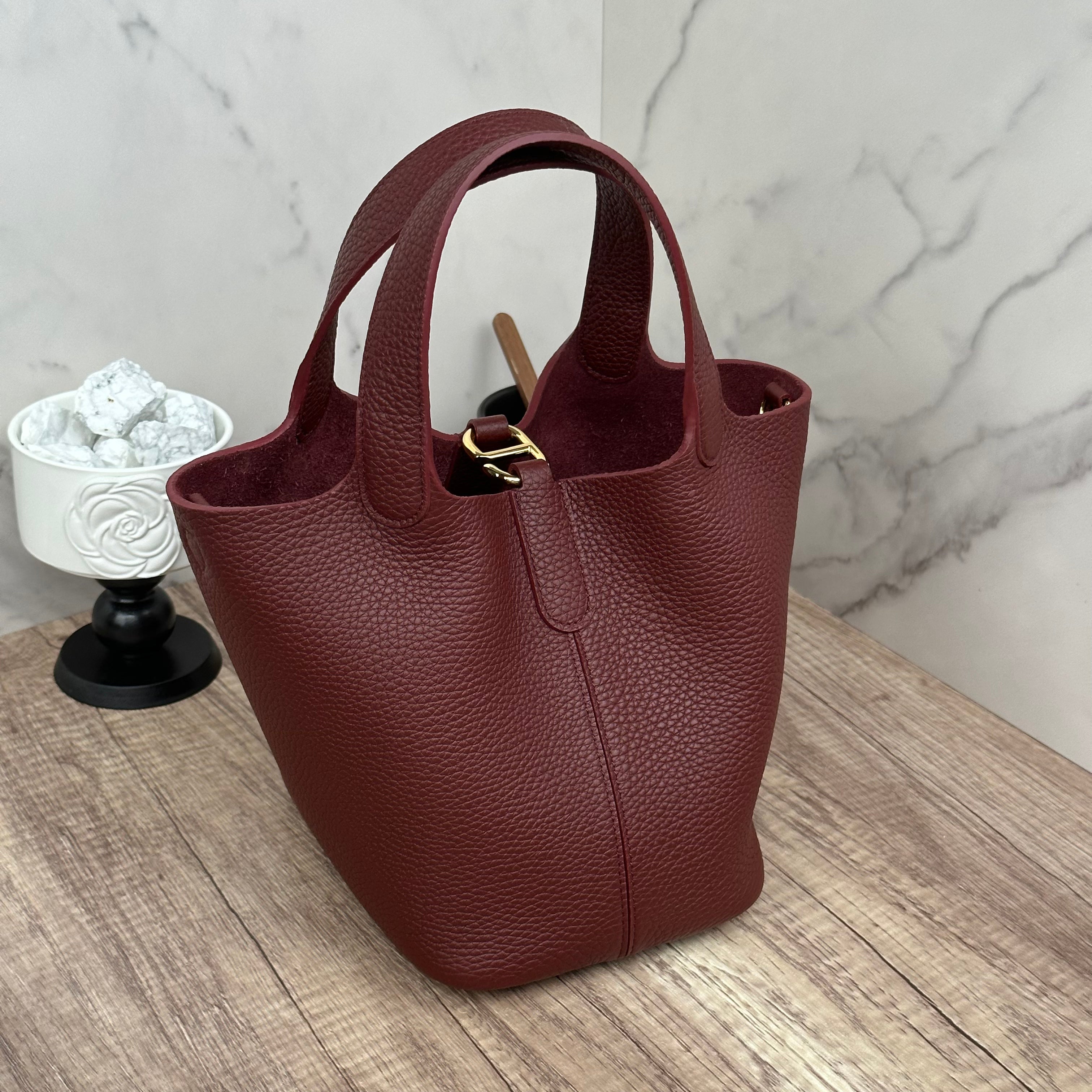 PRE ORDER  - Josette - Versatile Bucket Bag - Grained Cowhide - BURGUNDY