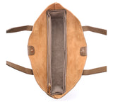 SHIPPING WITHIN USA ONLY "The Everyday Tote" Togo Leather Shoulder Bag with suede organizer - KHAKI