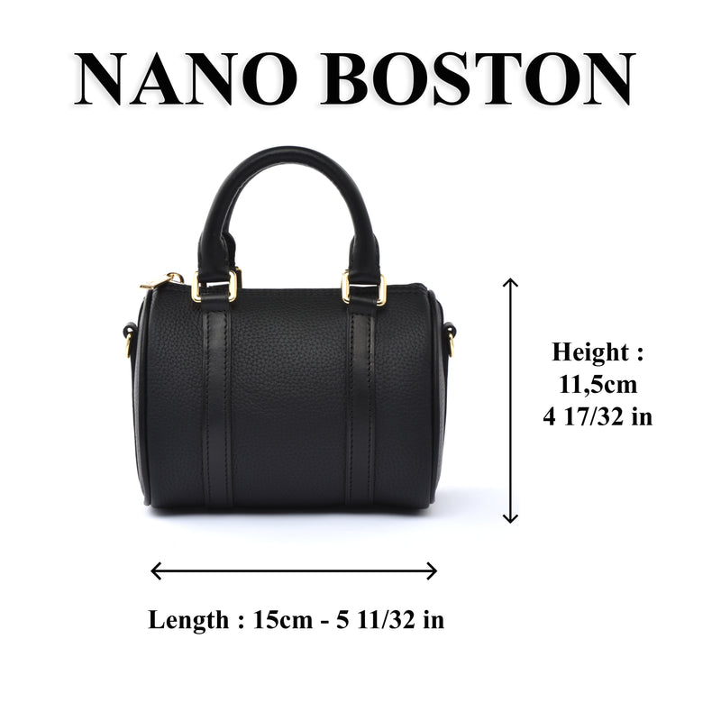 Black Togo and Vachetta Leather - NANO Boston bag