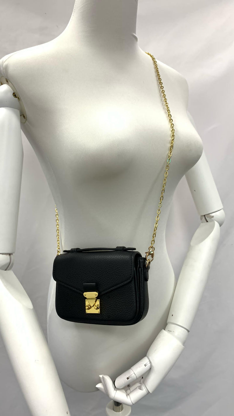 PRE ORDER - Black Togo " MICRO Paris15" Mini Crossbody bag