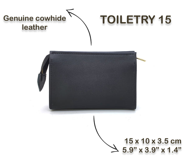 Leather Toiletry Pouch 15  - Brown