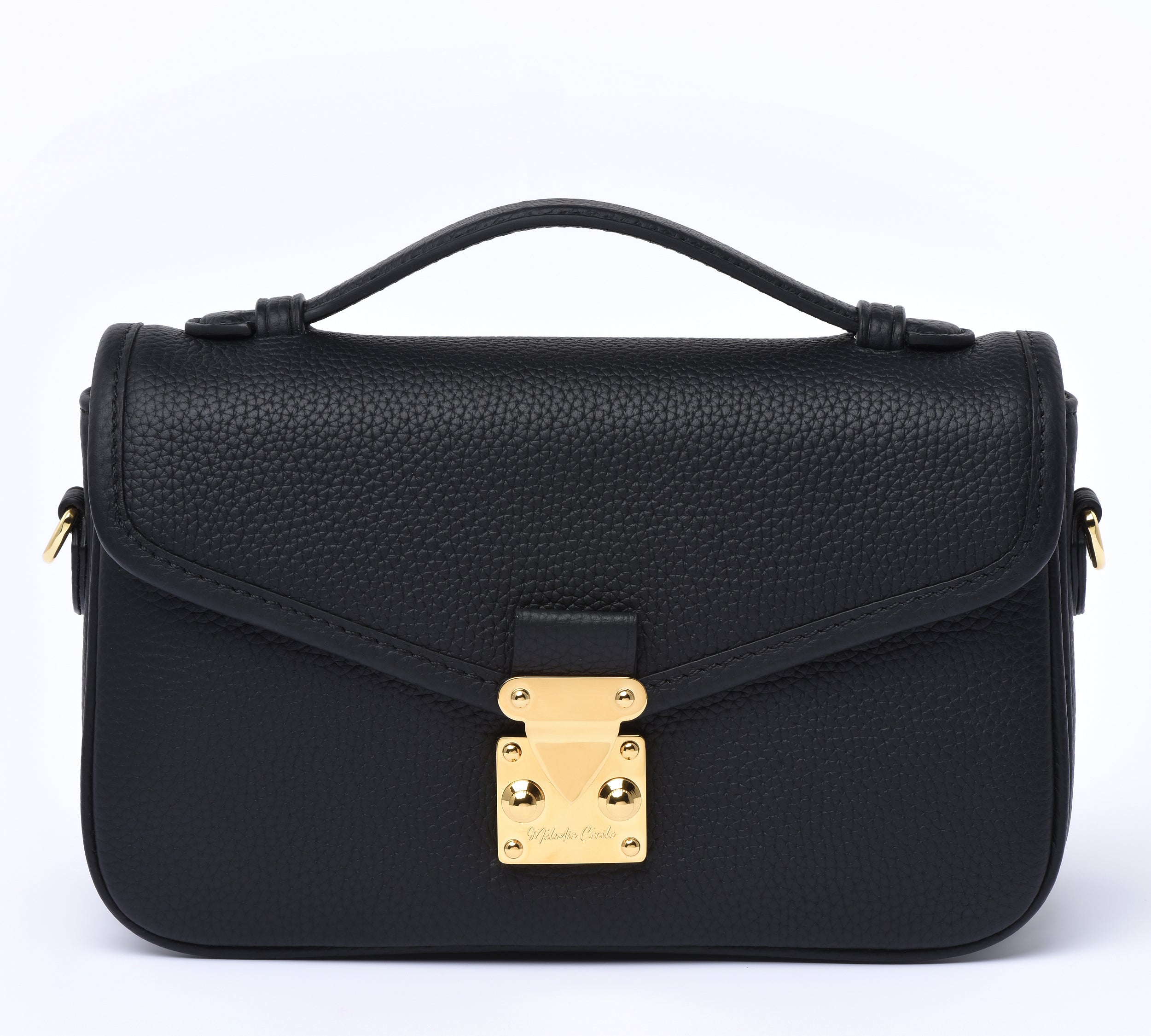 Black Togo Leather - "Le Petit Paris15" Crossbody bag