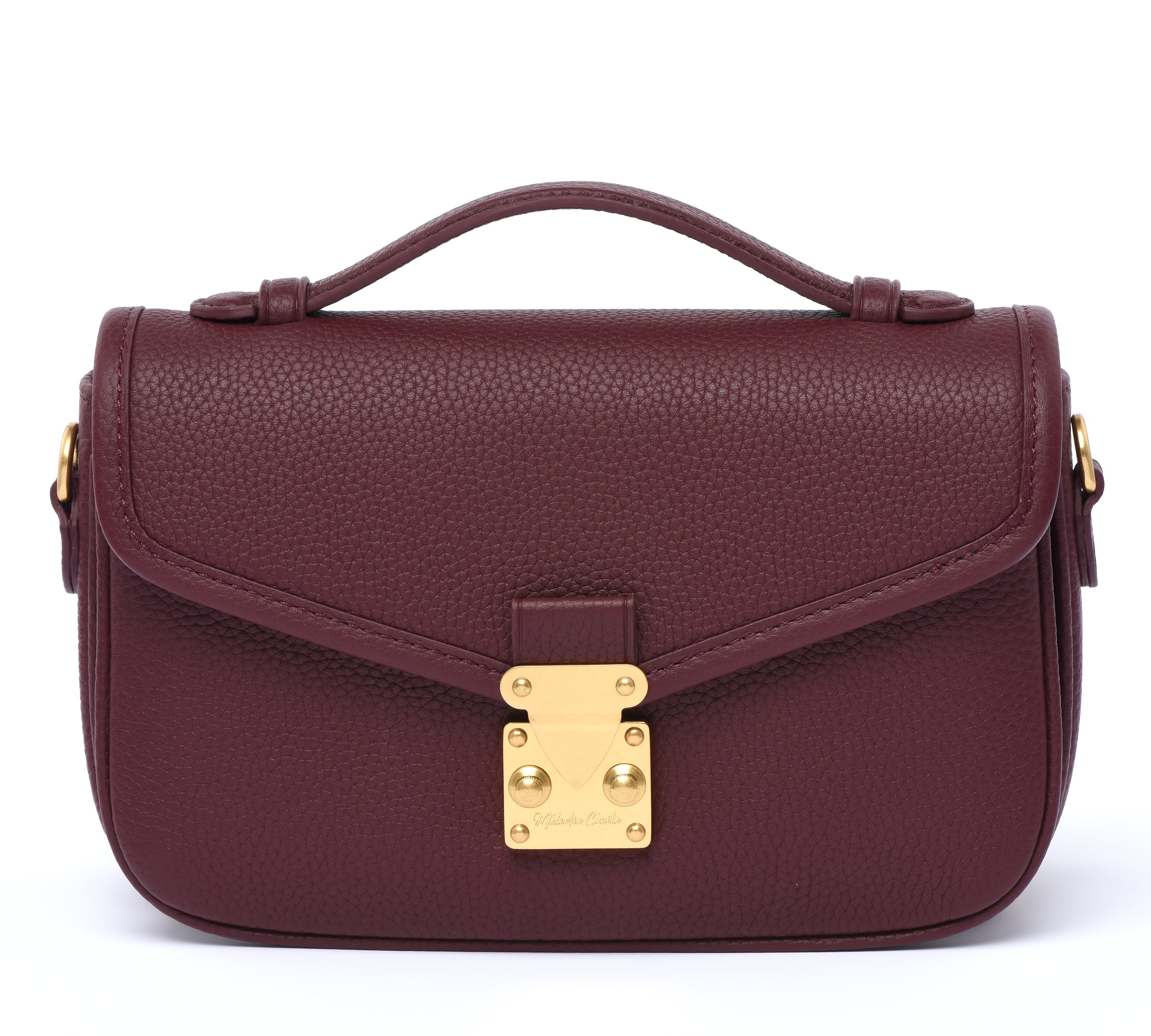 Burgundy - "Le Petit Paris15" Crossbody bag - Antique Gold Hardware