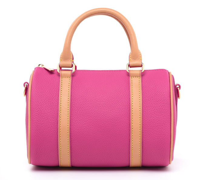 Brilliant Pink Togo and Vachetta Leather - Mini Boston bag