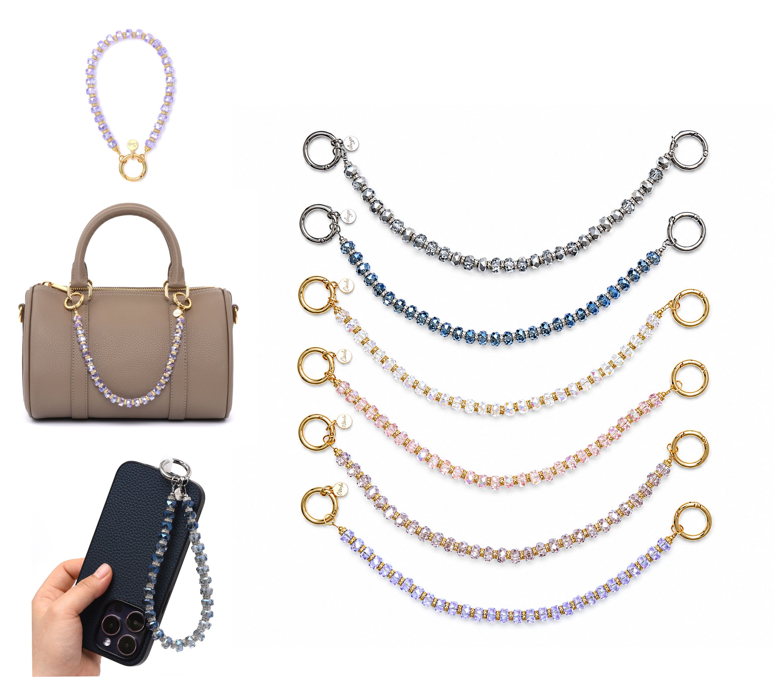 Crystal Charm Wristlet – Glass Beaded Phone Wrist Strap & Bag Charm