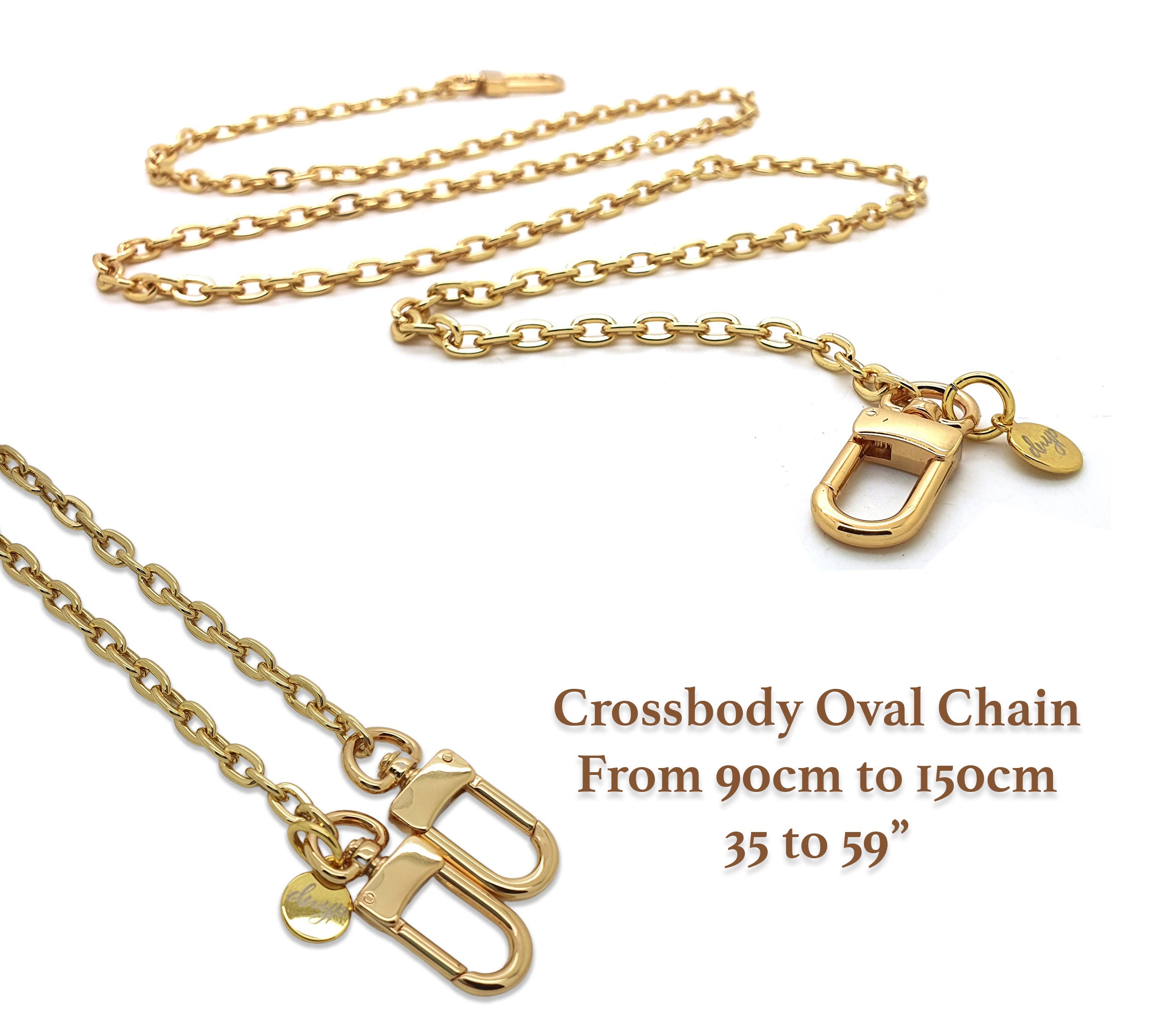 Gold Metal Crossbody Oval Chain from 90 to 140 cm