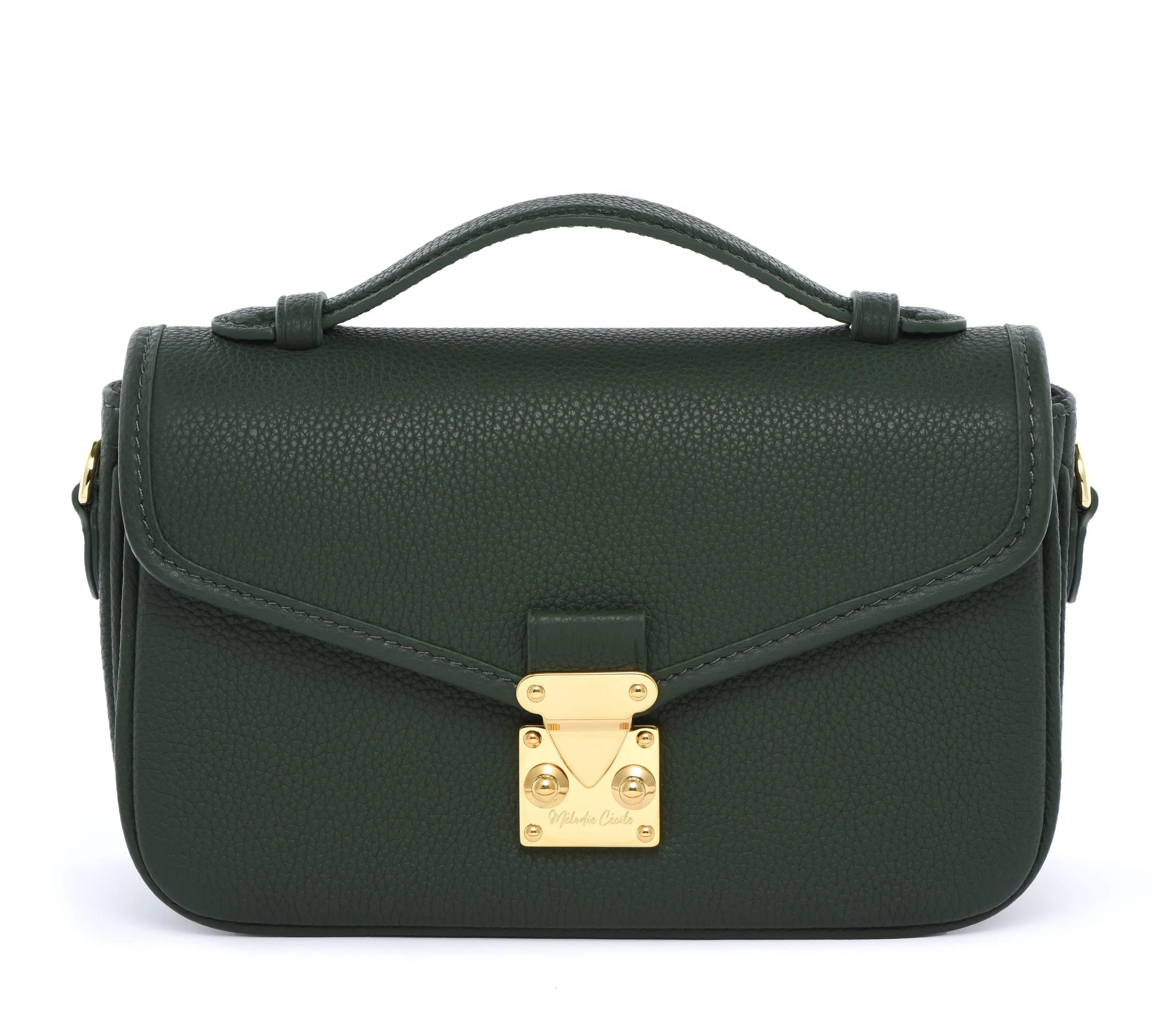 Pre Order - Petit PARIS 15 - Togo Leather Satchel bag - Forest Green dressupyourpurse