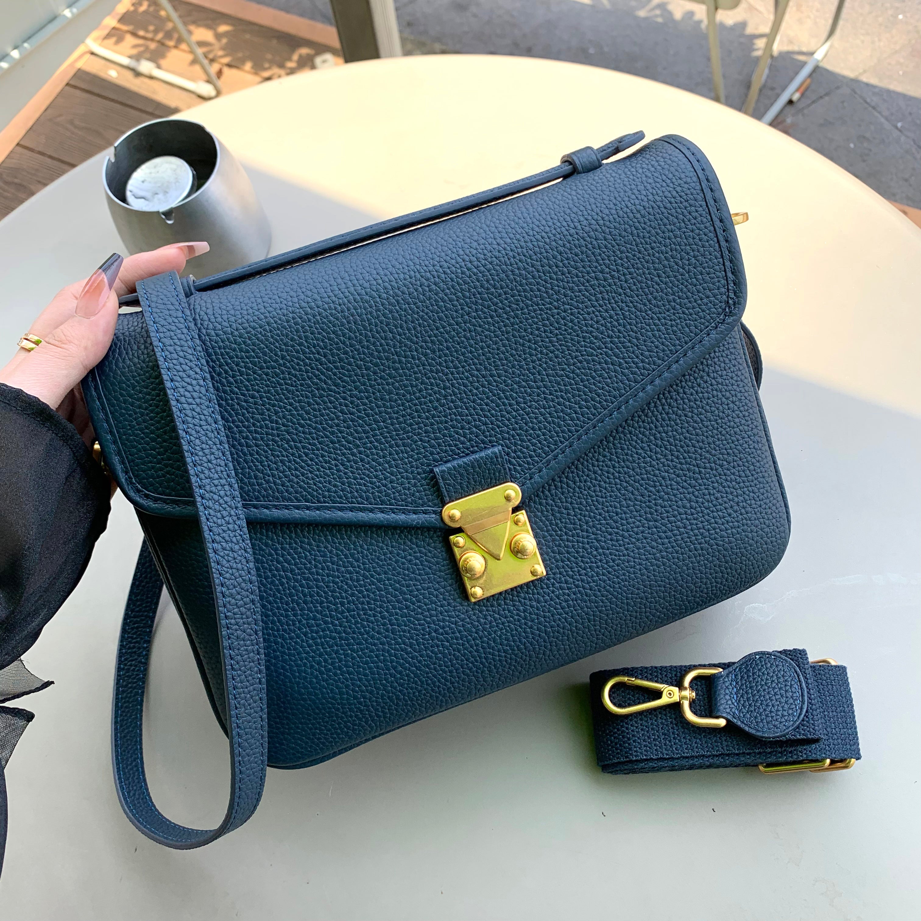 PRE ORDER "Navy" Togo Leather - "Paris15" Satchel Crossbody bag