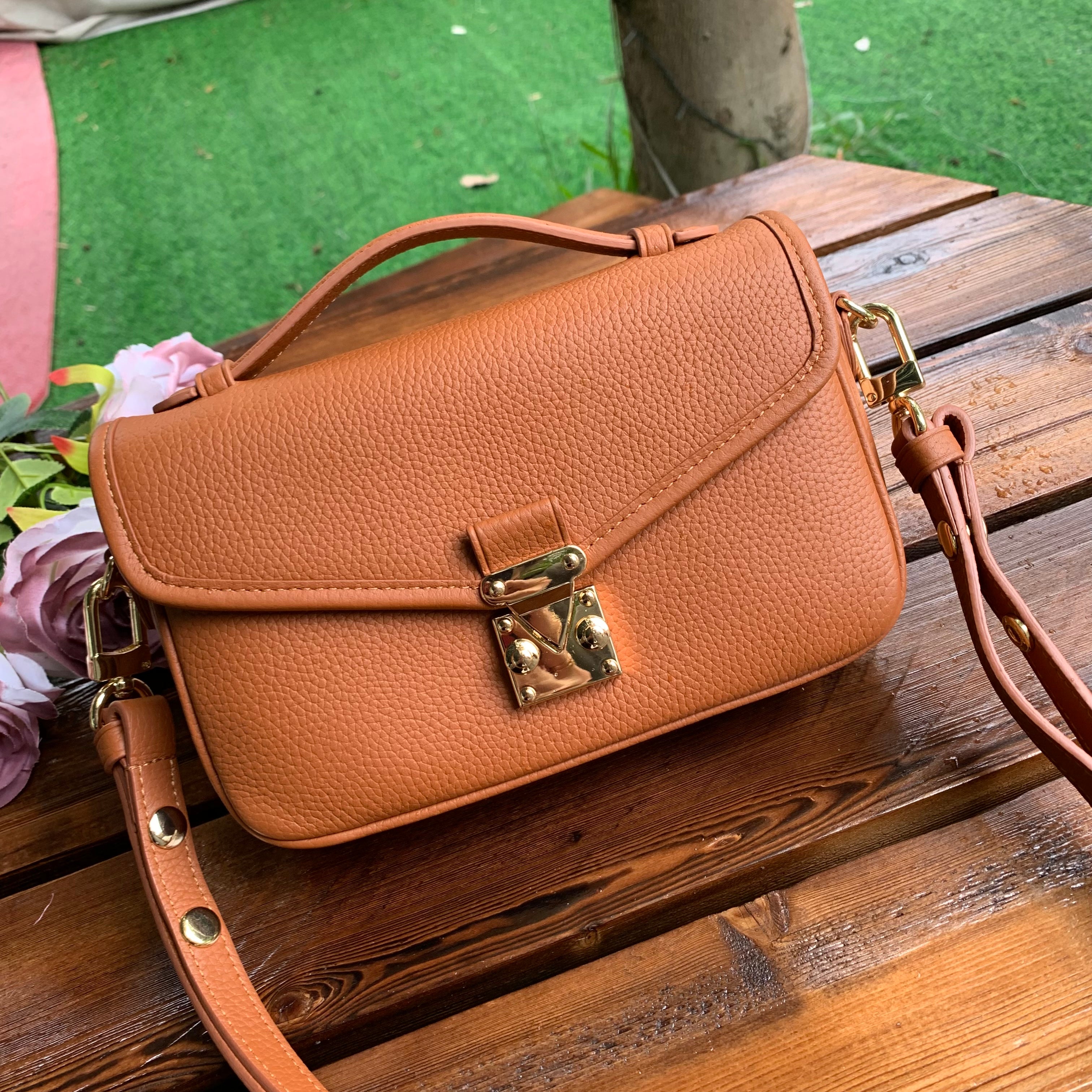 Brown Togo Leather - "Le Petit Paris15" Crossbody bag