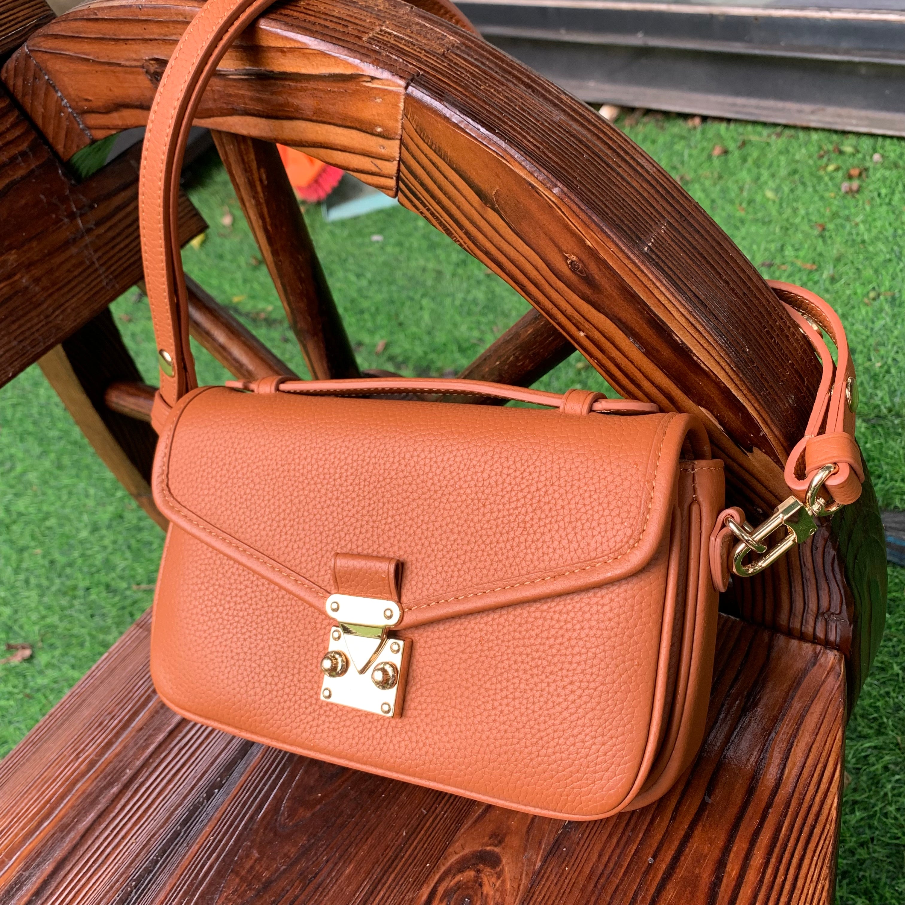 Brown Togo Leather - "Le Petit Paris15" Crossbody bag