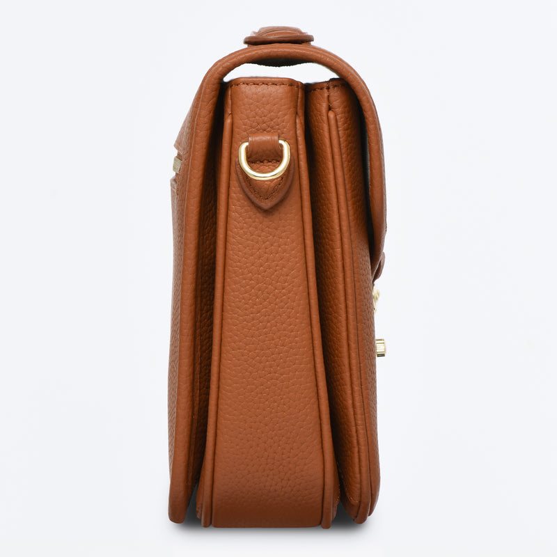 PRE ORDER Camel Togo Leather - "Paris15" Satchel Crossbody bag