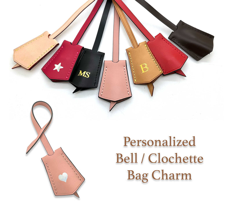 Genuine Leather Clochette Key Bell bag charm - Hotstamping available