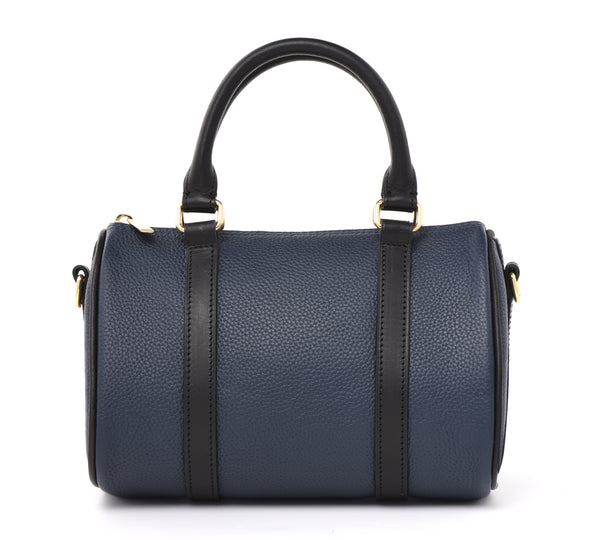 Navy Blue Togo and Vachetta Leather - Mini Boston bag