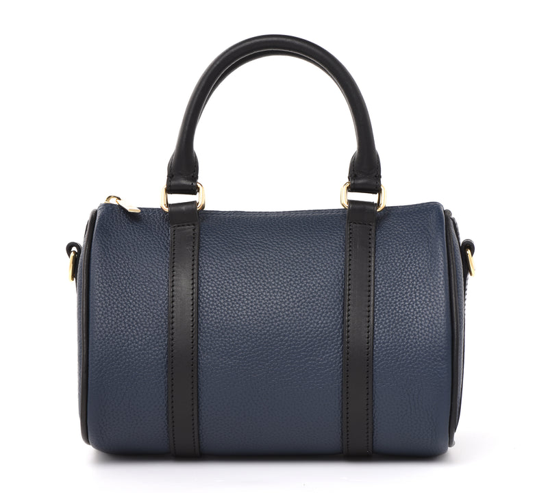 Cuir Togo et Vachetta Bleu Marine - Mini sac Boston