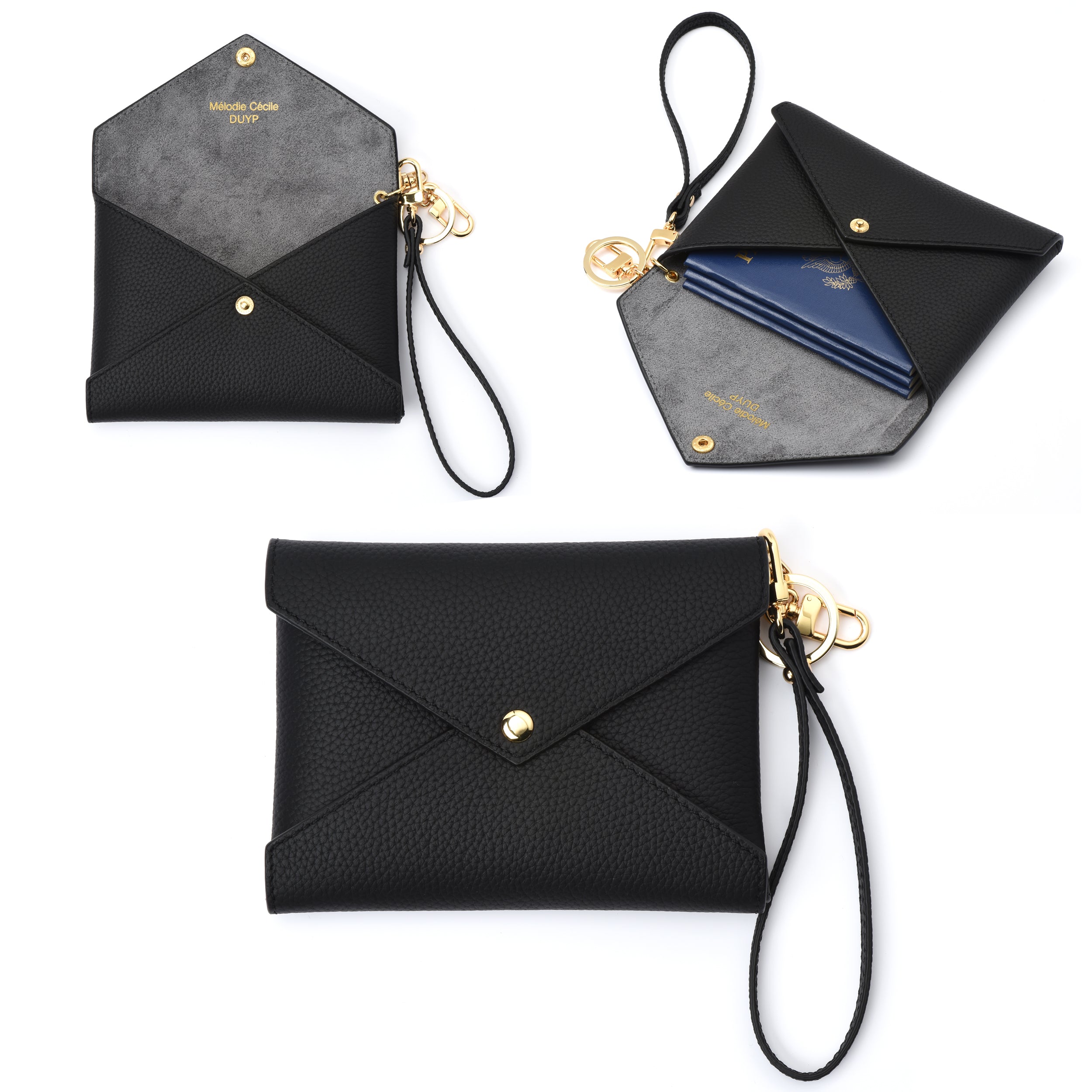 Togo Leather Medium Size Envelope - Passport holder Clutch