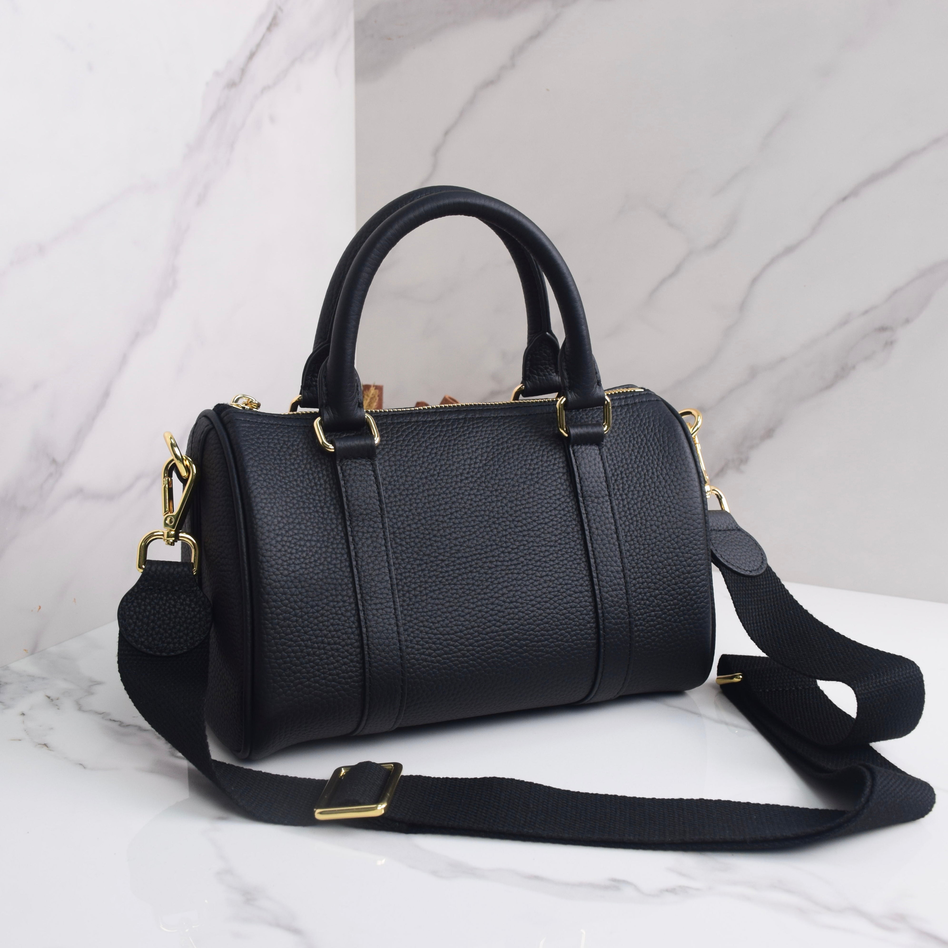 Cuir Togo et Vachetta Noir - Mini sac Boston