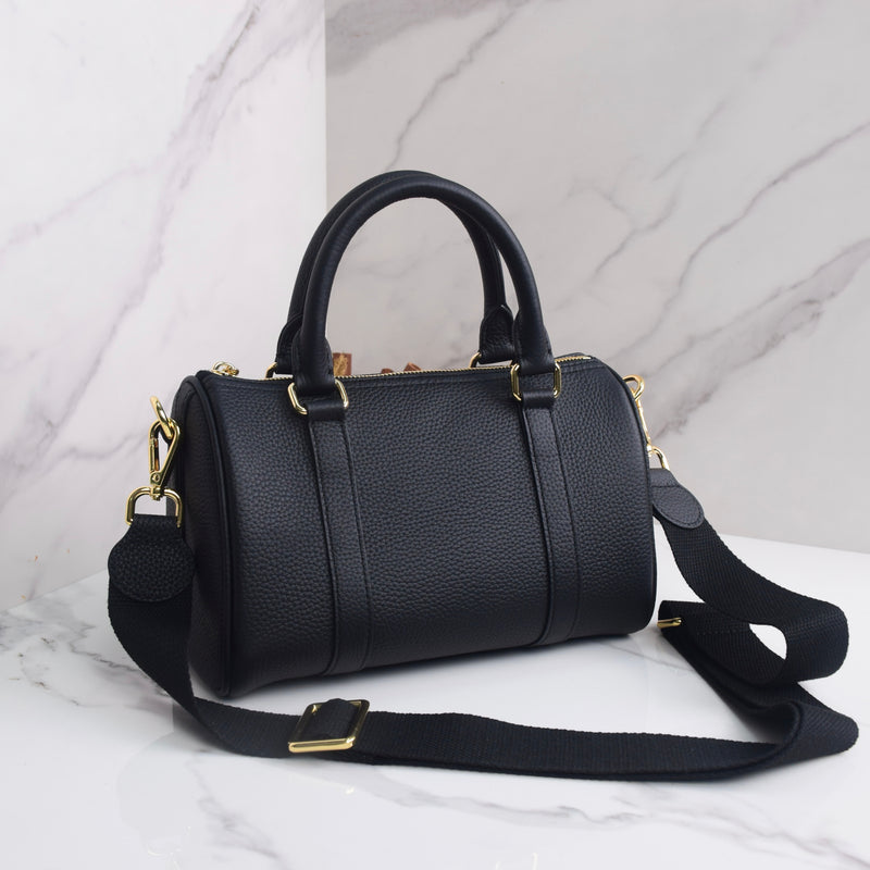 Black Grained leather  - Mini Boston bag