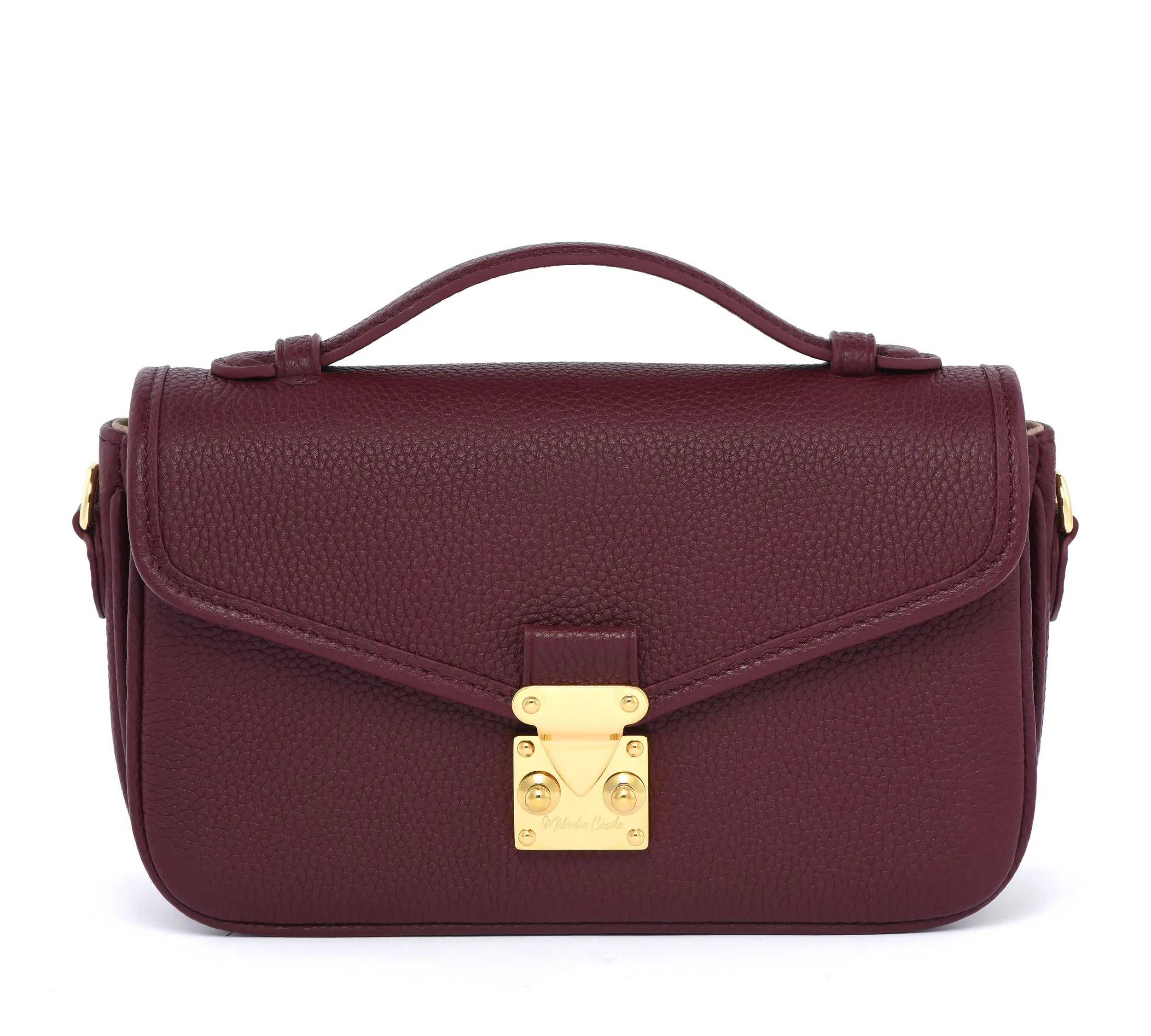 Pre Order - Petit PARIS 15 - Togo Leather Satchel bag - Burgundy