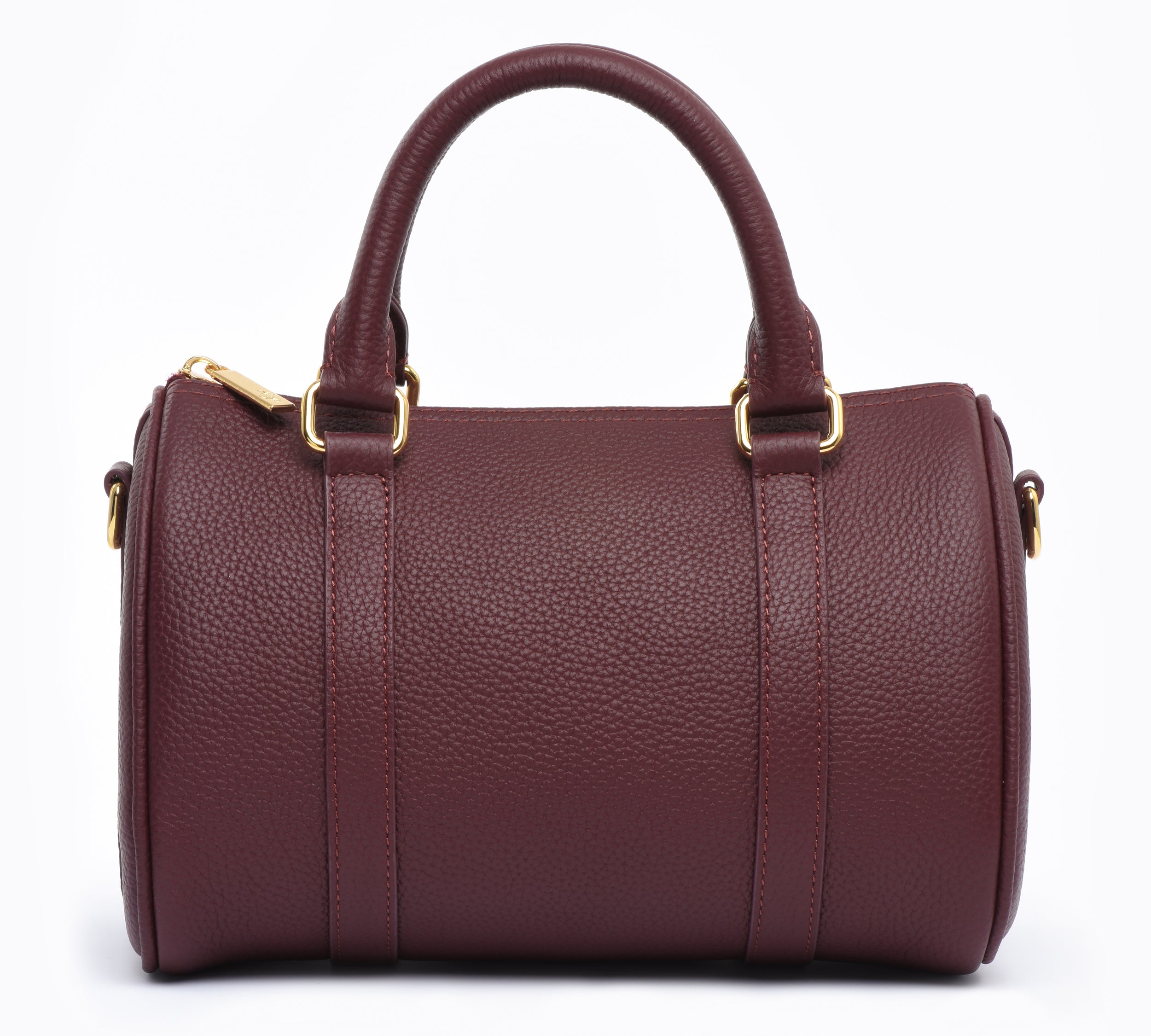 Burgundy Grained leather  - Mini Boston bag