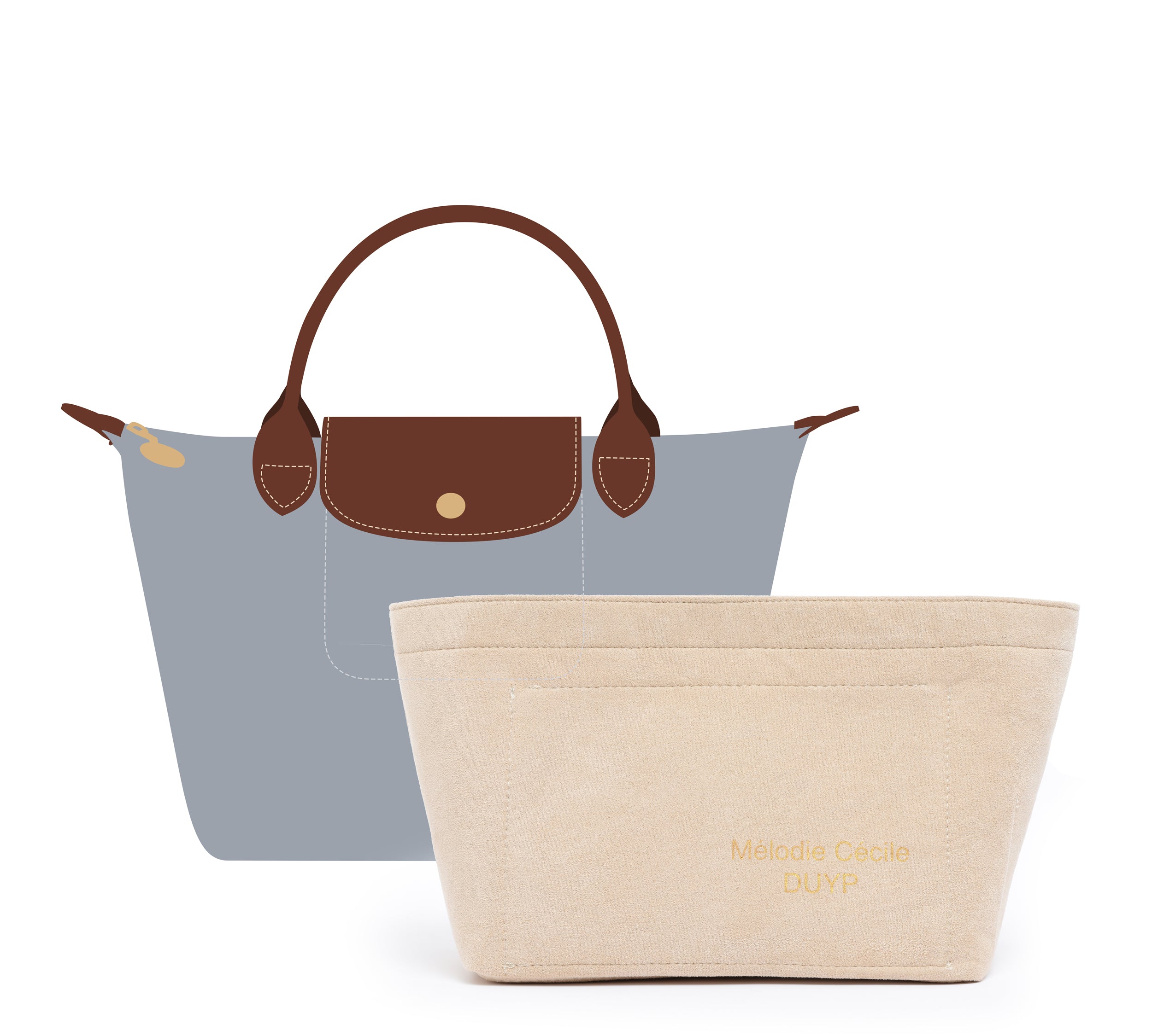 Suede Cotton Organizer for Le Pliage Tote S / M