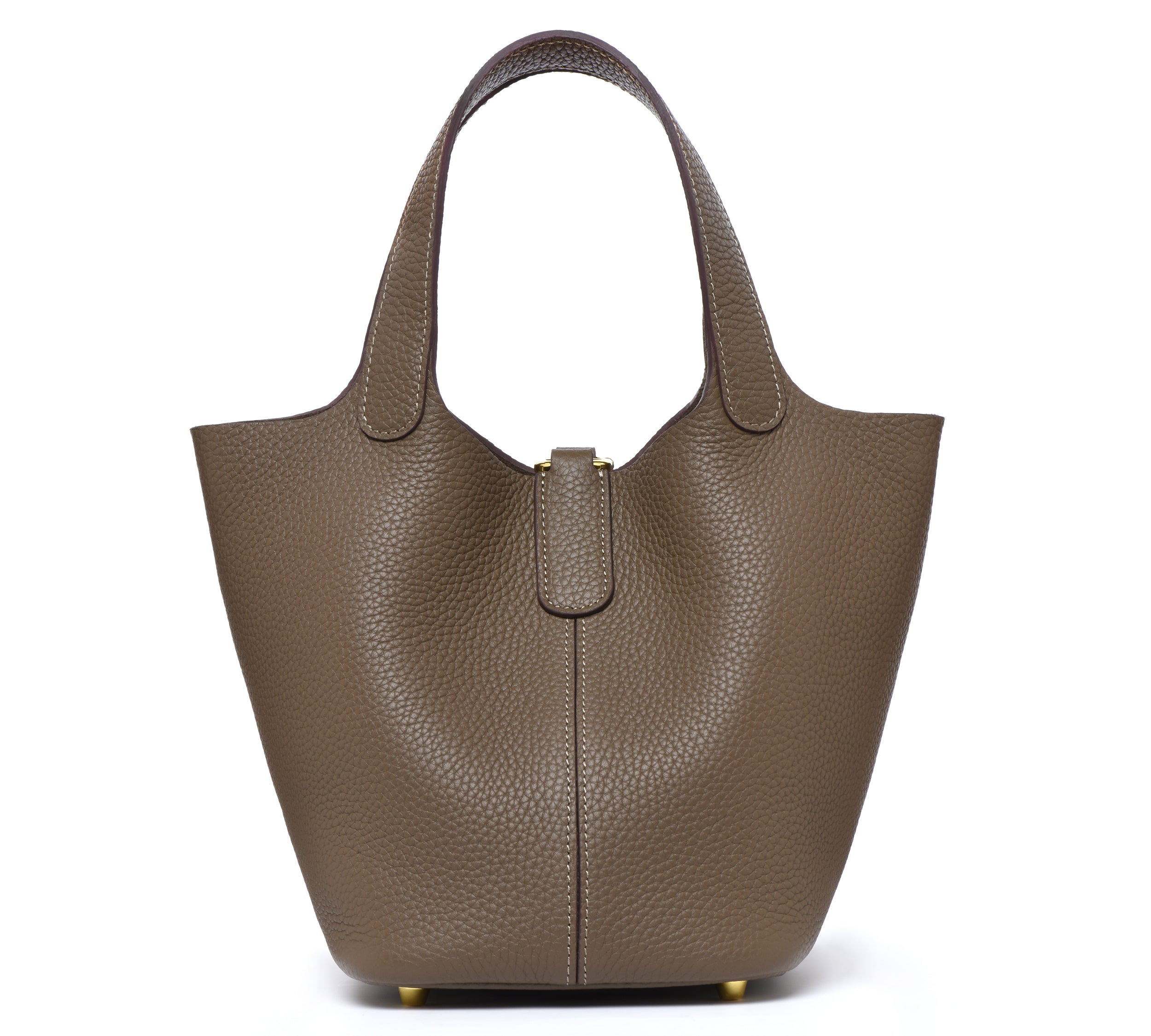 Josette - Versatile Bucket Bag - Grained Cowhide - Dark Taupe