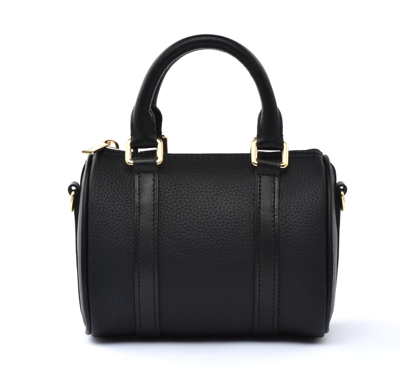 Black Togo and Vachetta Leather - NANO Boston bag